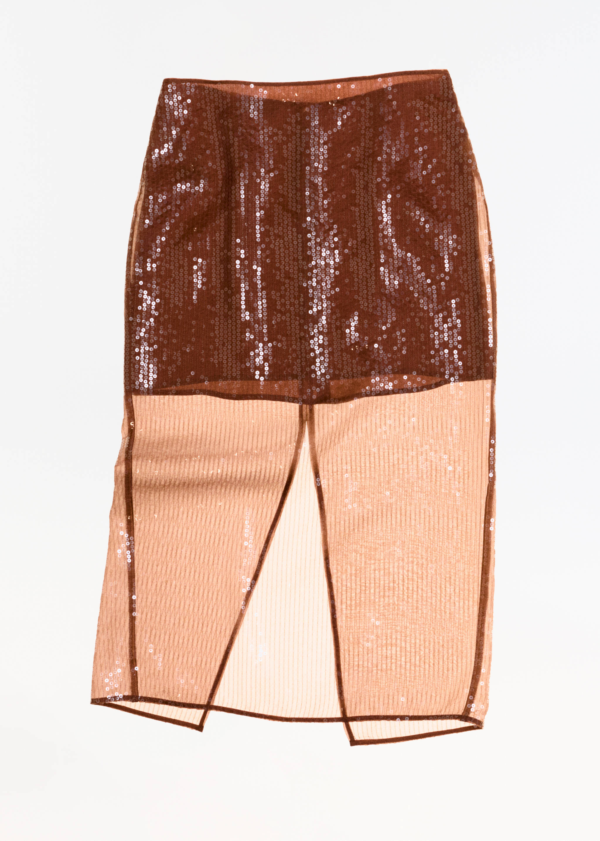 Sequin midi skirt - Details of the article 7, Brown. Ref: 77039036-00.
