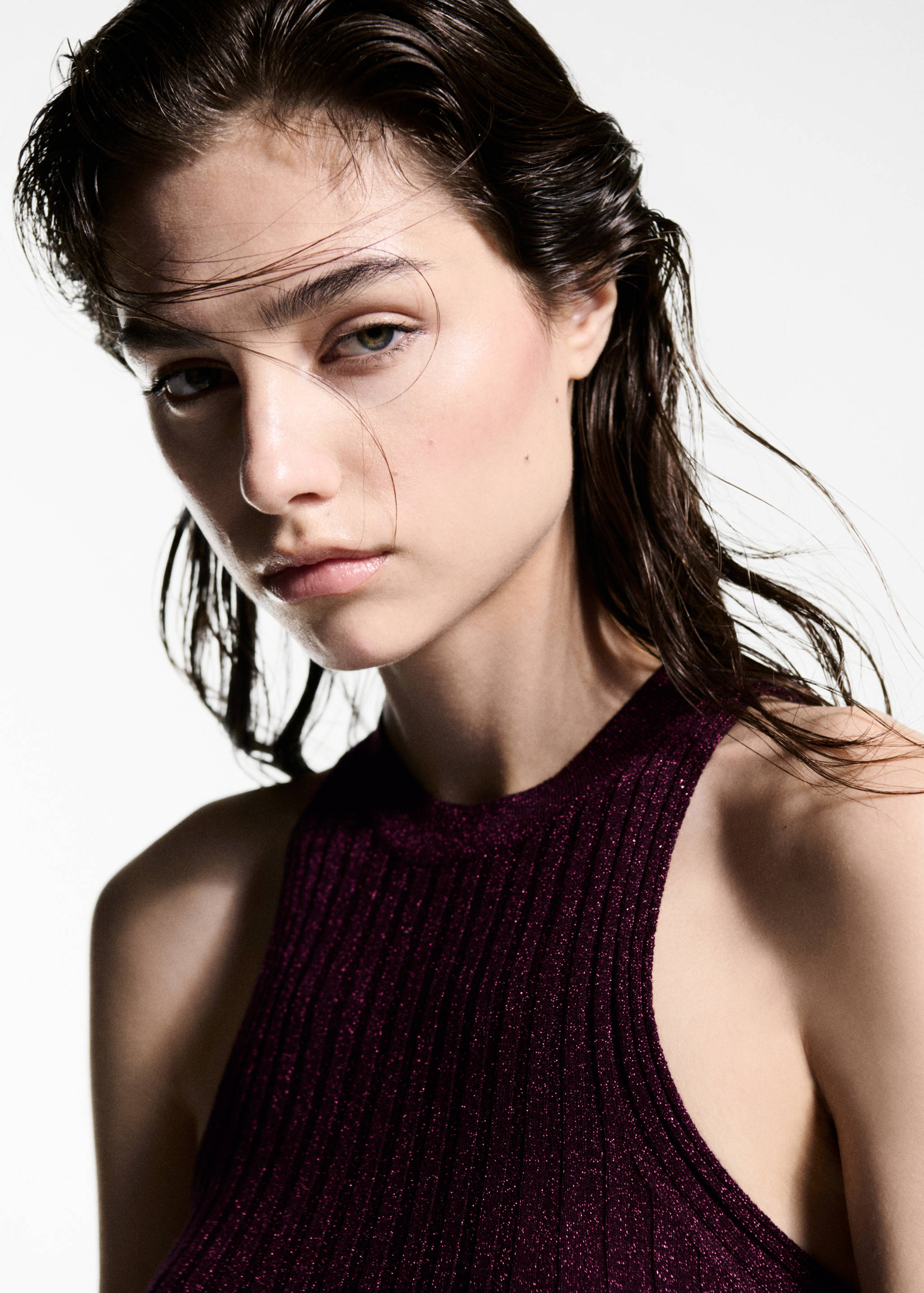 Halter-neck lurex knitted top - Details of the article 6