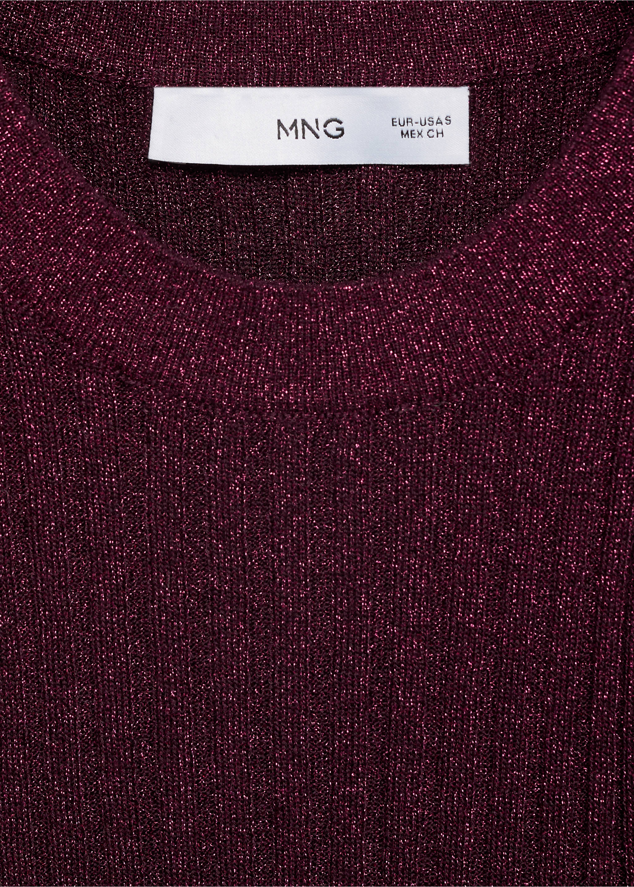 Halter-neck lurex knitted top - Details of the article 8, Burgundy. Ref: 77039037-00.