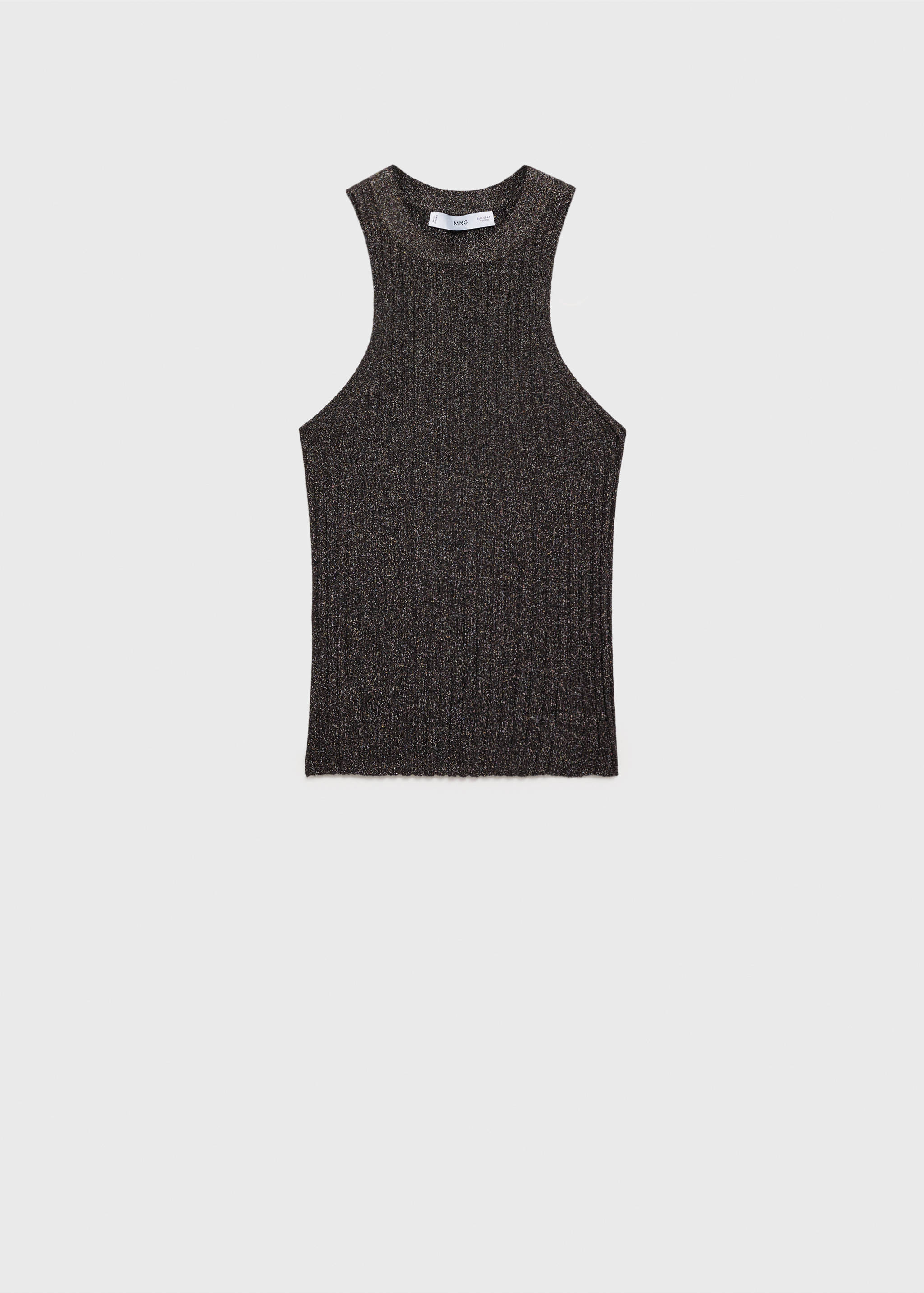 Halter-neck lurex knitted top - Article without model, Black. Ref: 77039037-00.