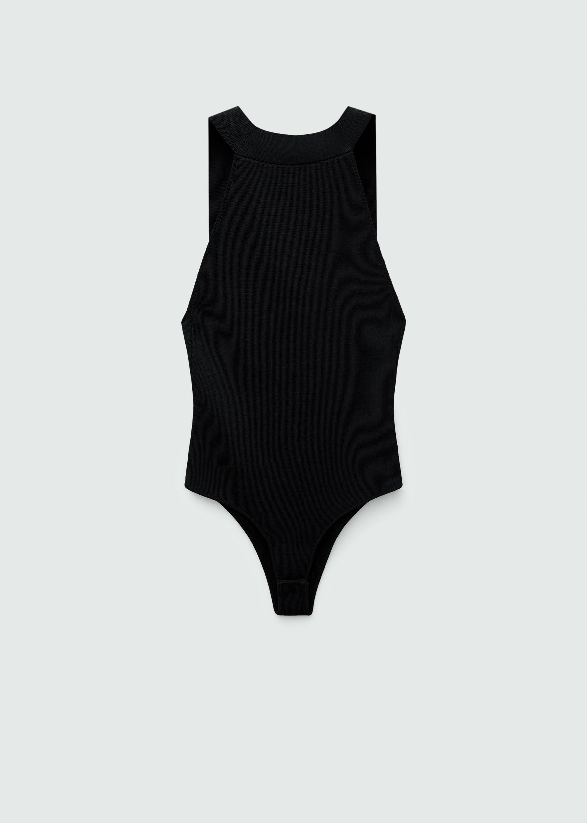 Halter-neck knitted bodysuit - Article without model, Black. Ref: 77039040-00.