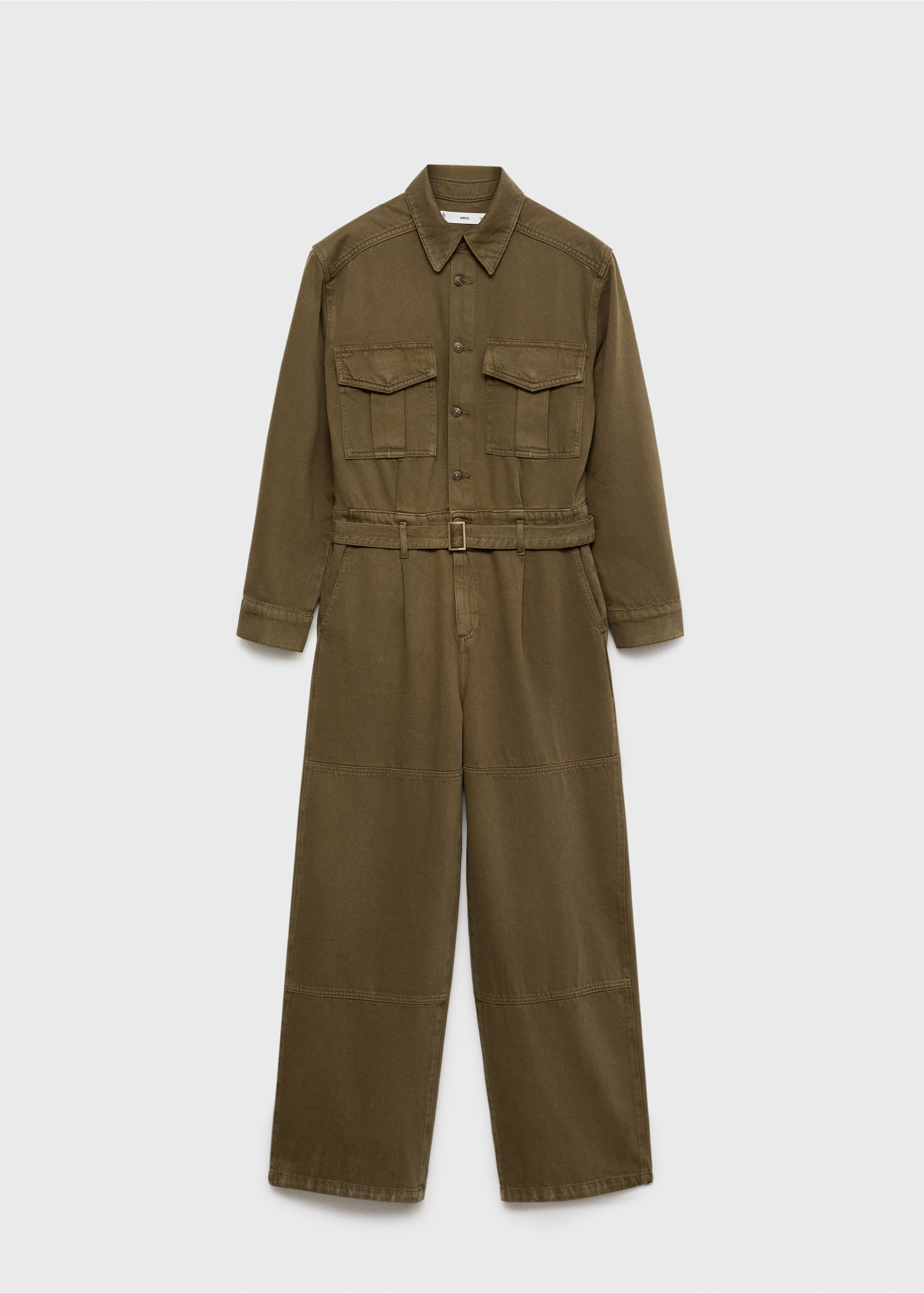 Belt denim jumpsuit - Article without model, Khaki. Ref: 77039047-00.