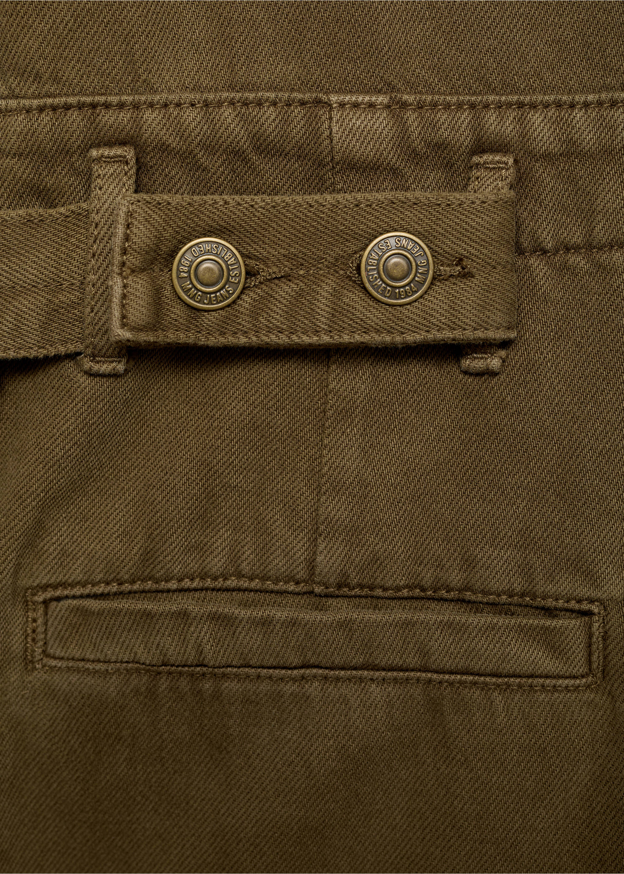 Belt denim jumpsuit - Details of the article 0, Khaki. Ref: 77039047-00.