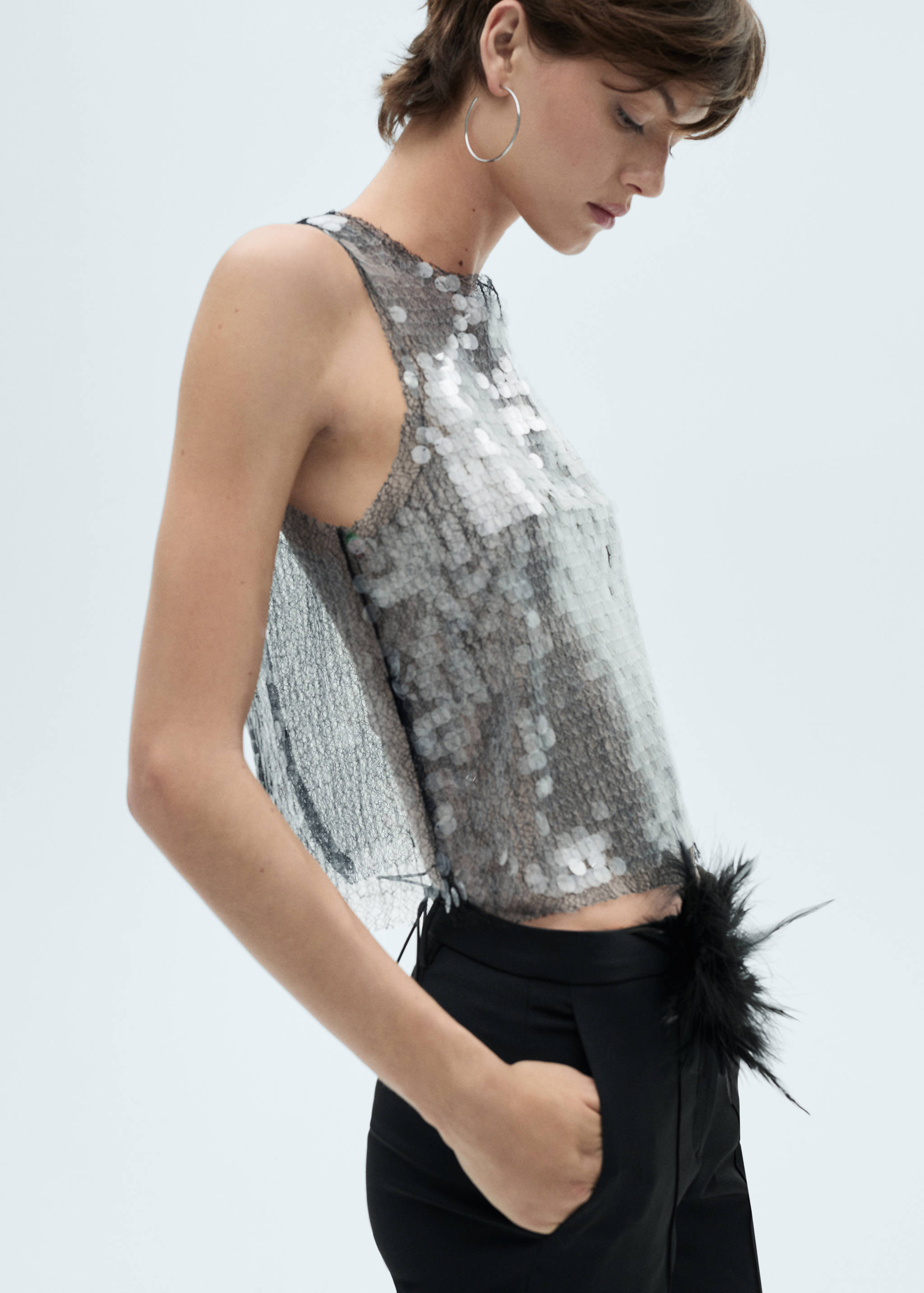 Áttetsző csillogó felső - Felezősík