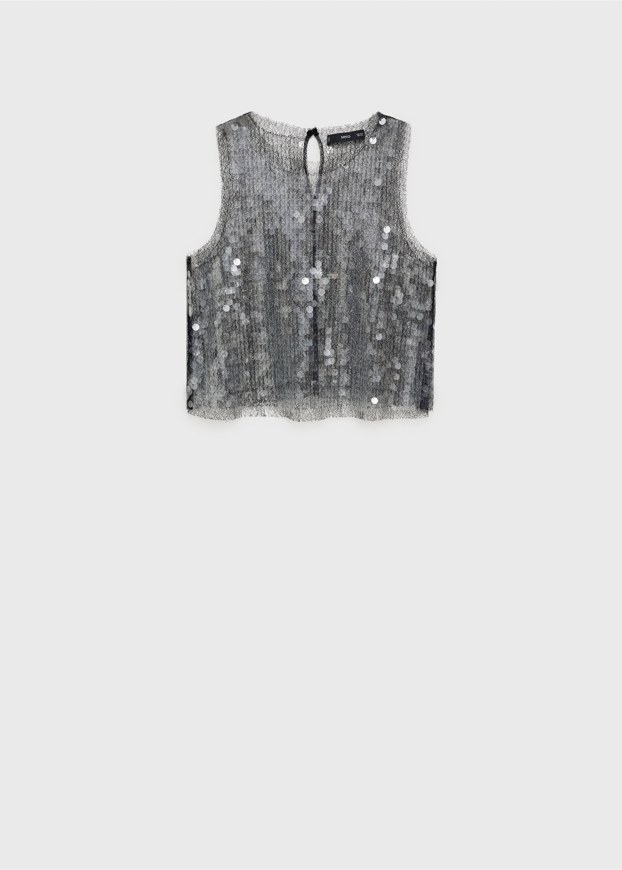 Semi-transparent sequined top - Article without model, Grey. Ref: 77039049-00.