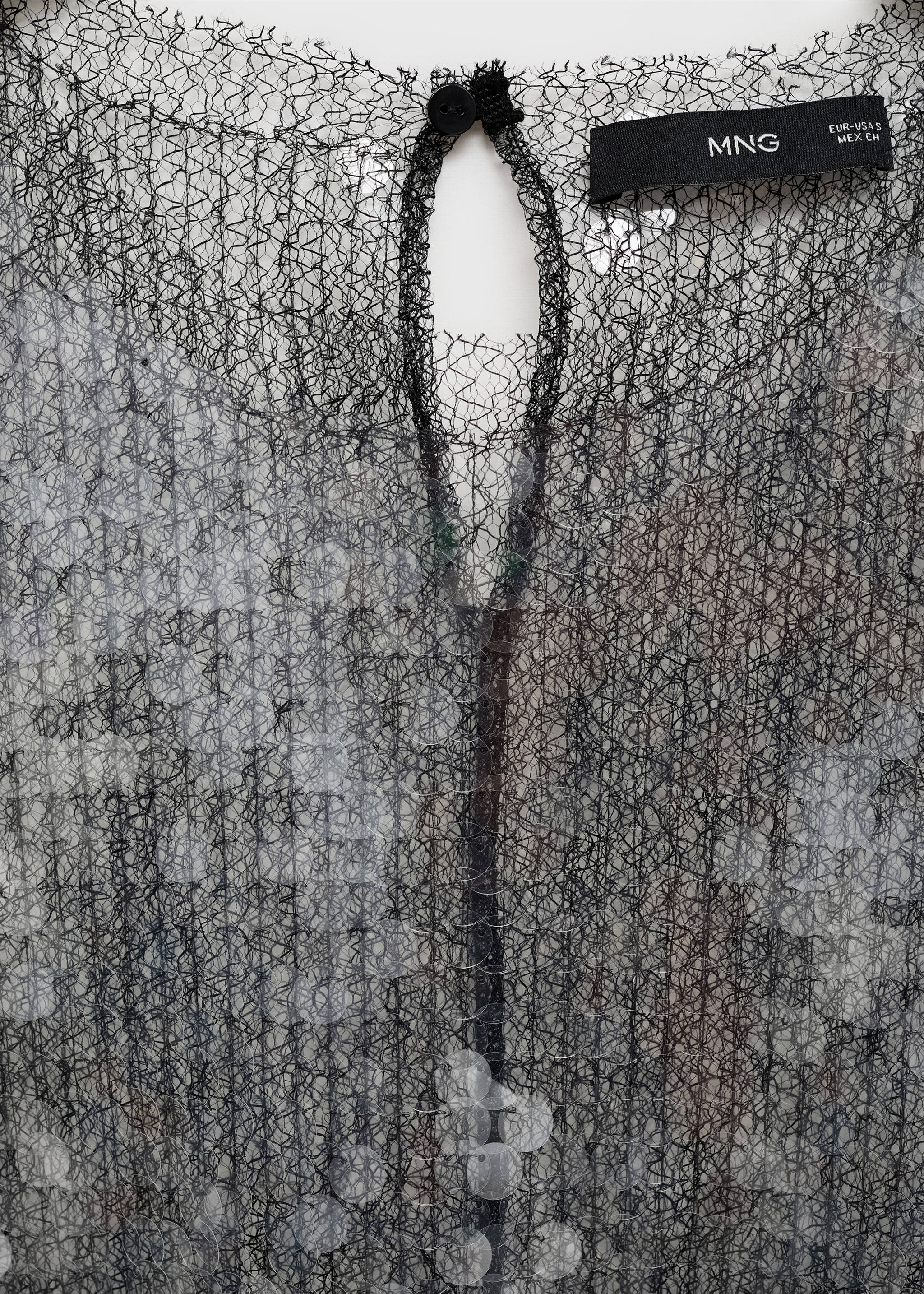 Semi-transparent sequined top - Details of the article 8, Grey. Ref: 77039049-00.