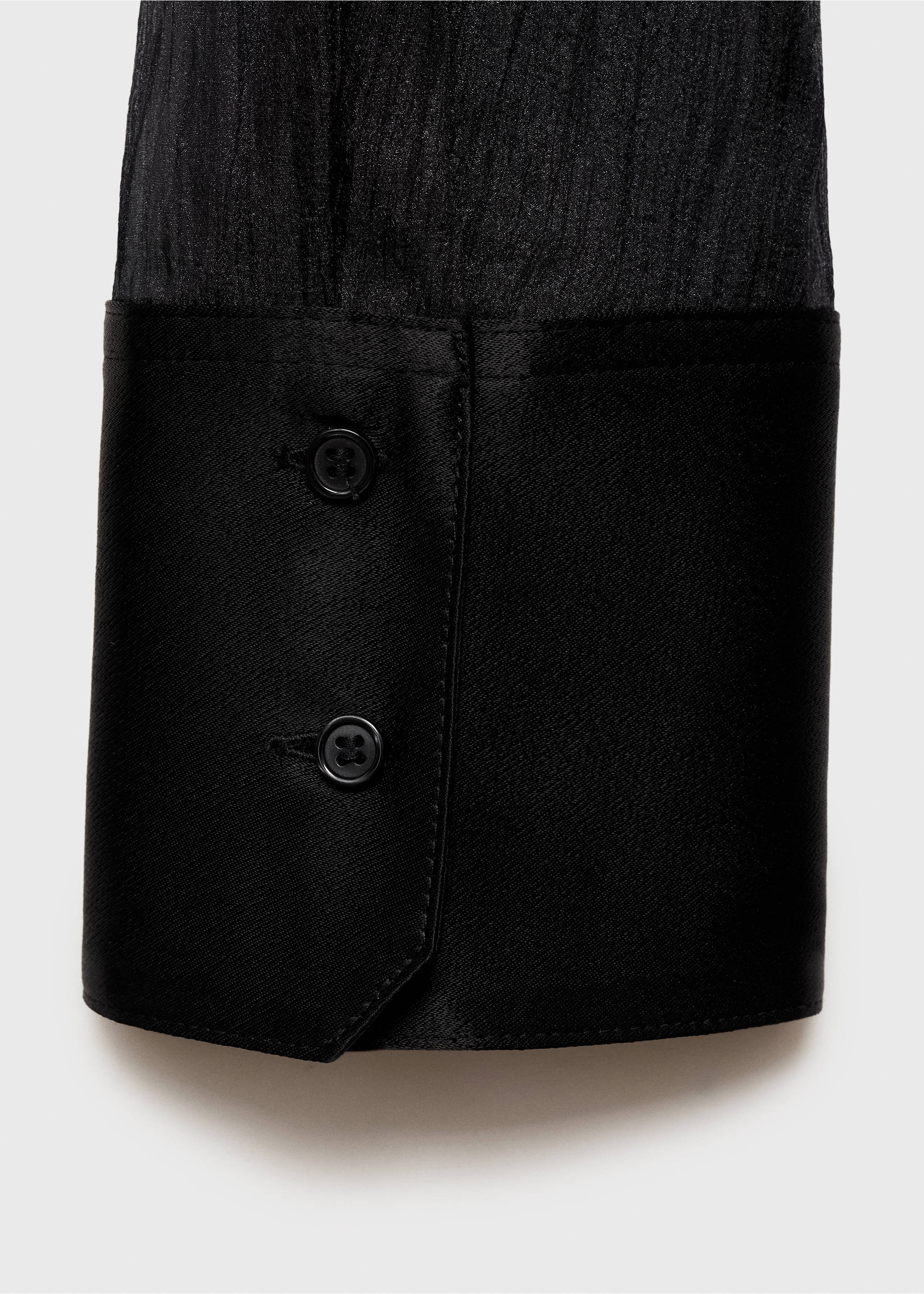Semi-transparent shirt with satin details - Details of the article 0, Black. Ref: 77039052-00.