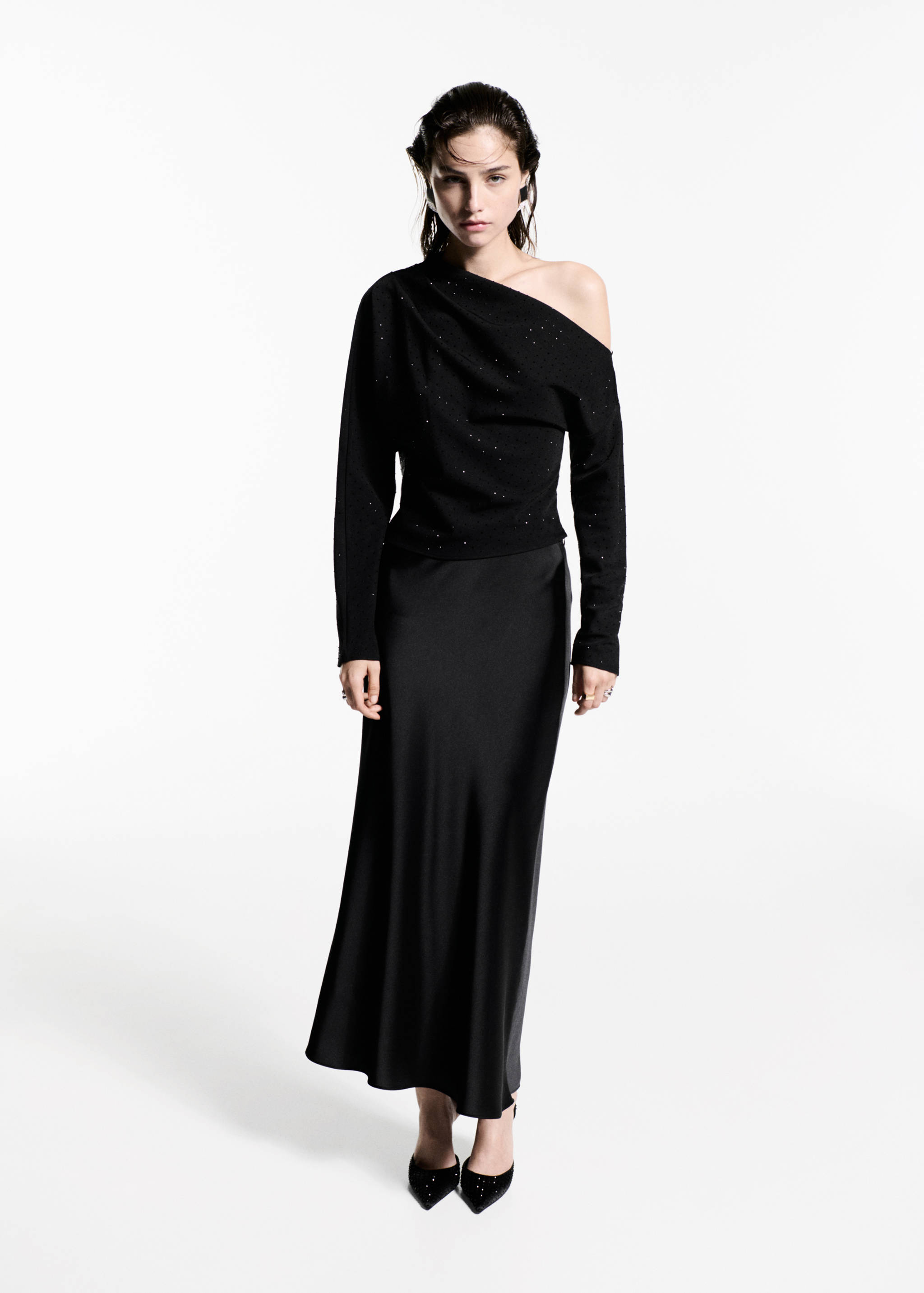 Asymmetrische Paillettenbluse - Allgemeine Ansicht