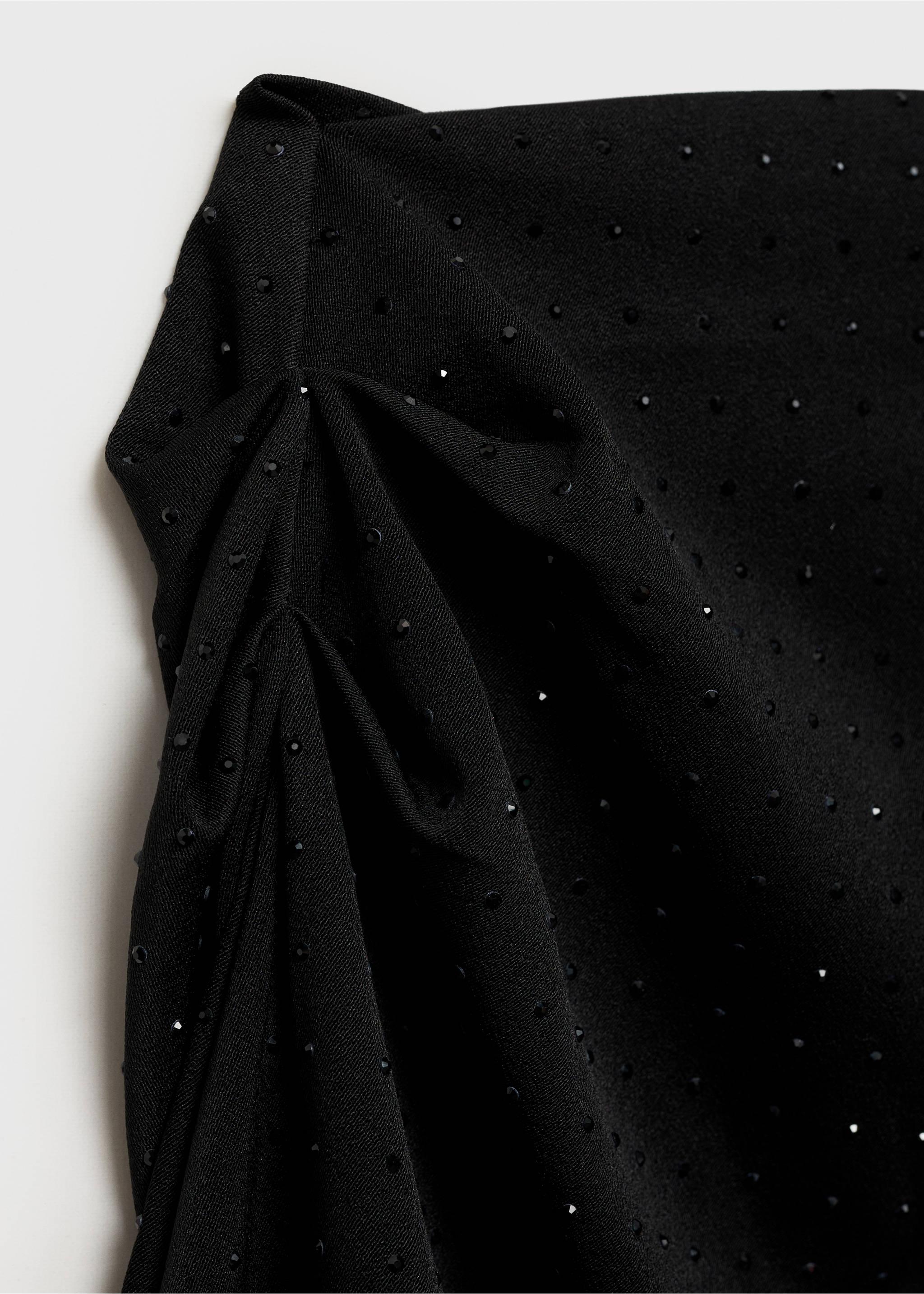 Asymmetrical sequined blouse - Details of the article 8, Black. Ref: 77039054-00.