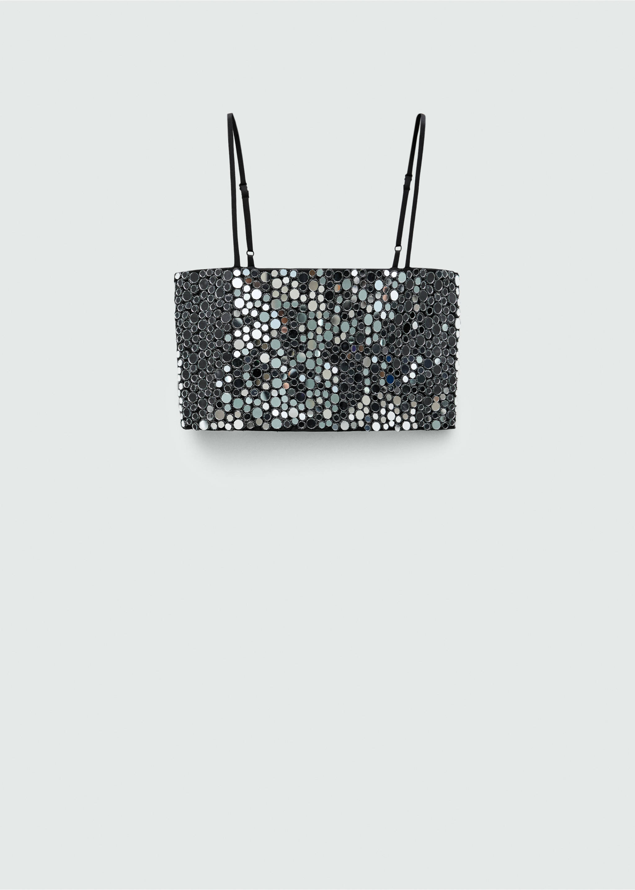 Crop top met kristallen - Artikel zonder model, Grijs. Ref: 77039055-00.