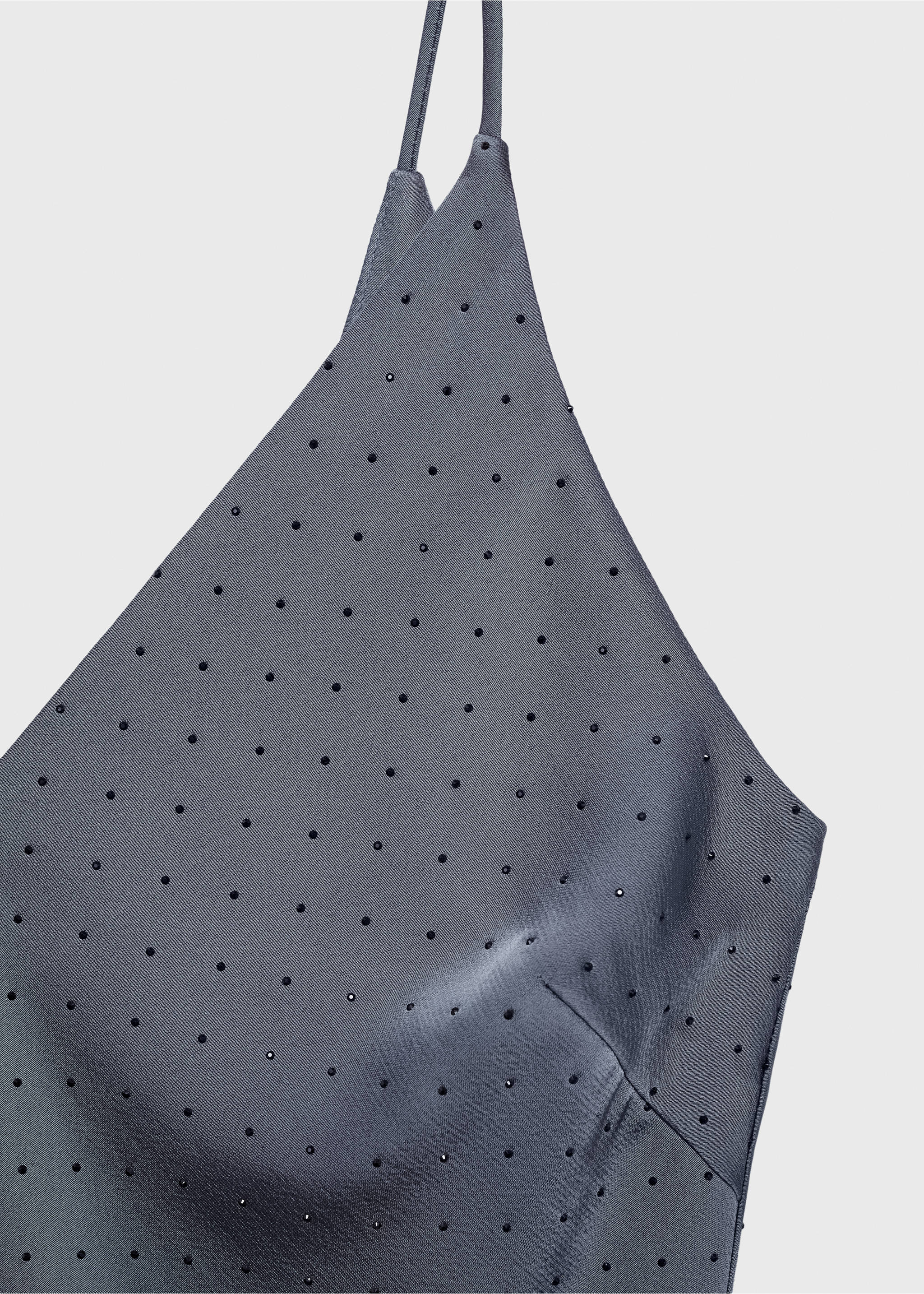 Lingerie dress with rhinestone details - Details of the article 8, Denim Grey. Ref: 77039057-00.