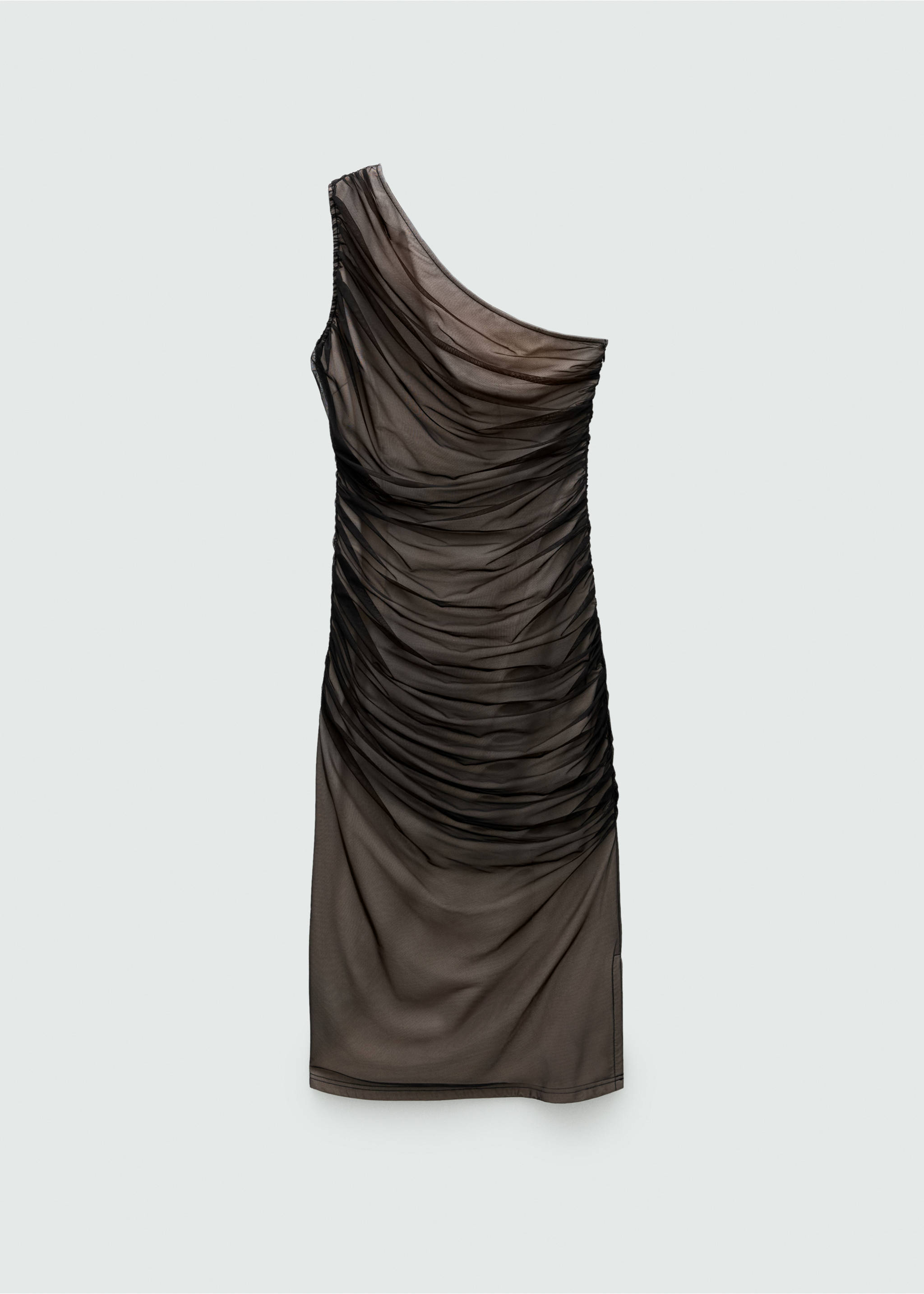 Asymmetrisk og drapert mesh-kjole - Artikkel uten modell, Svart. Ref: 77039058-00.