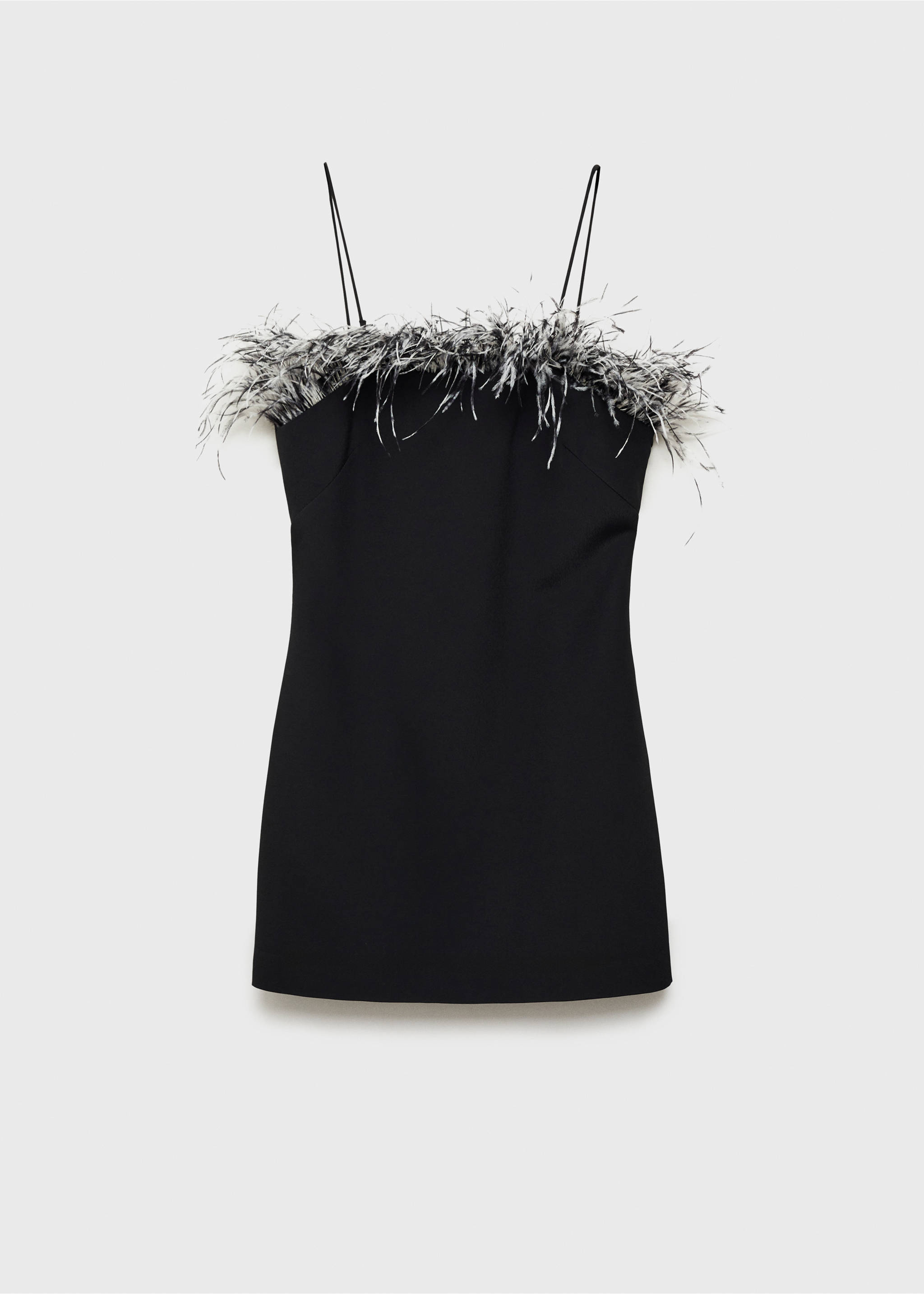 Strapless dress with feather detail - Article without model, Black. Ref: 77039059-00.