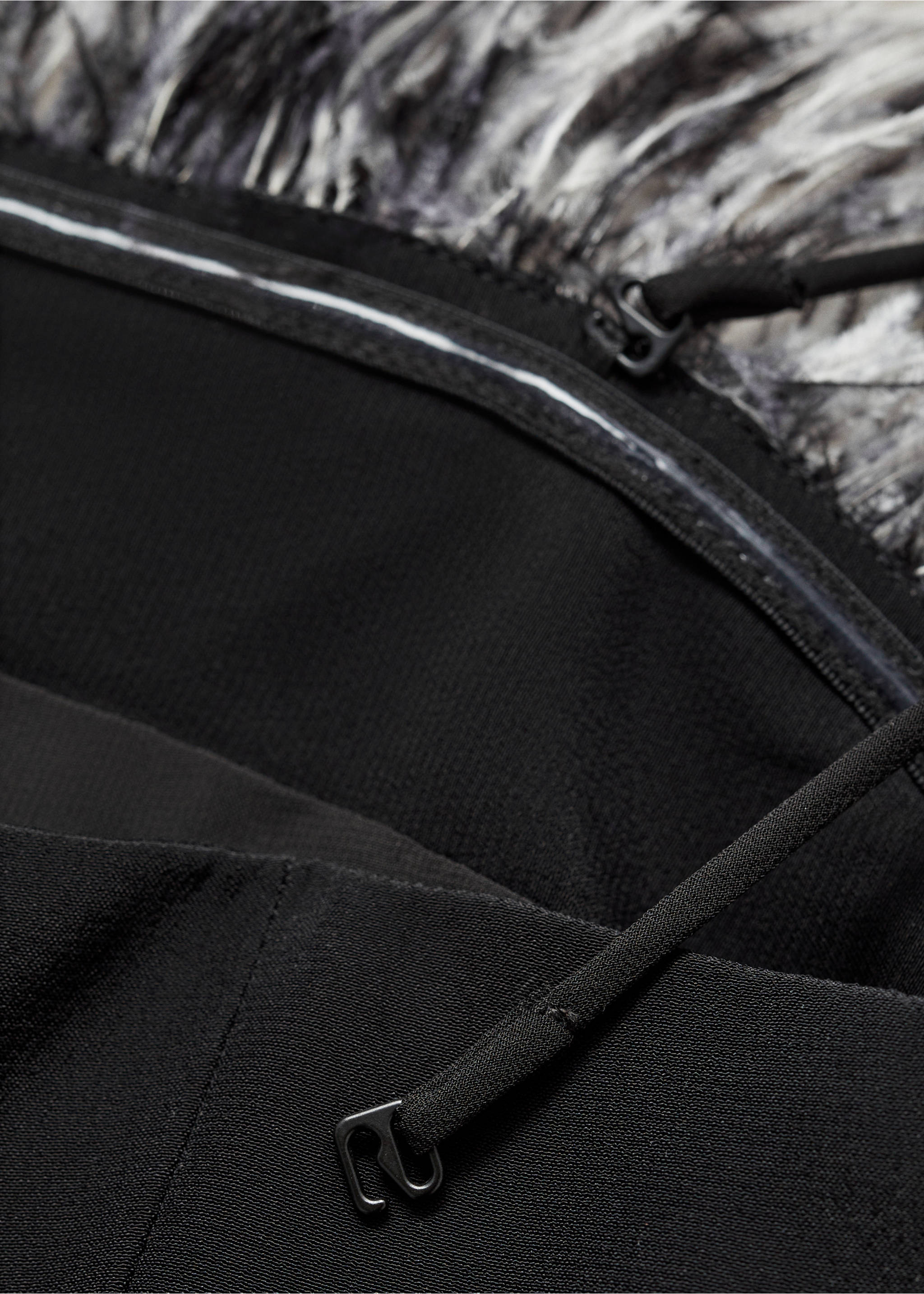 Strapless dress with feather detail - Details of the article 0, Black. Ref: 77039059-00.