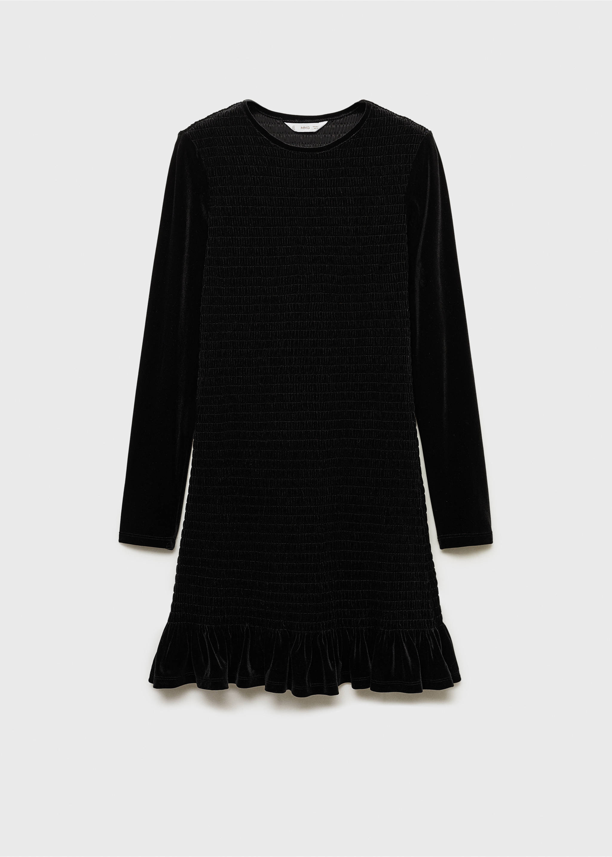 Ruched velvet dress - Article without model, Black. Ref: 77039067-00.