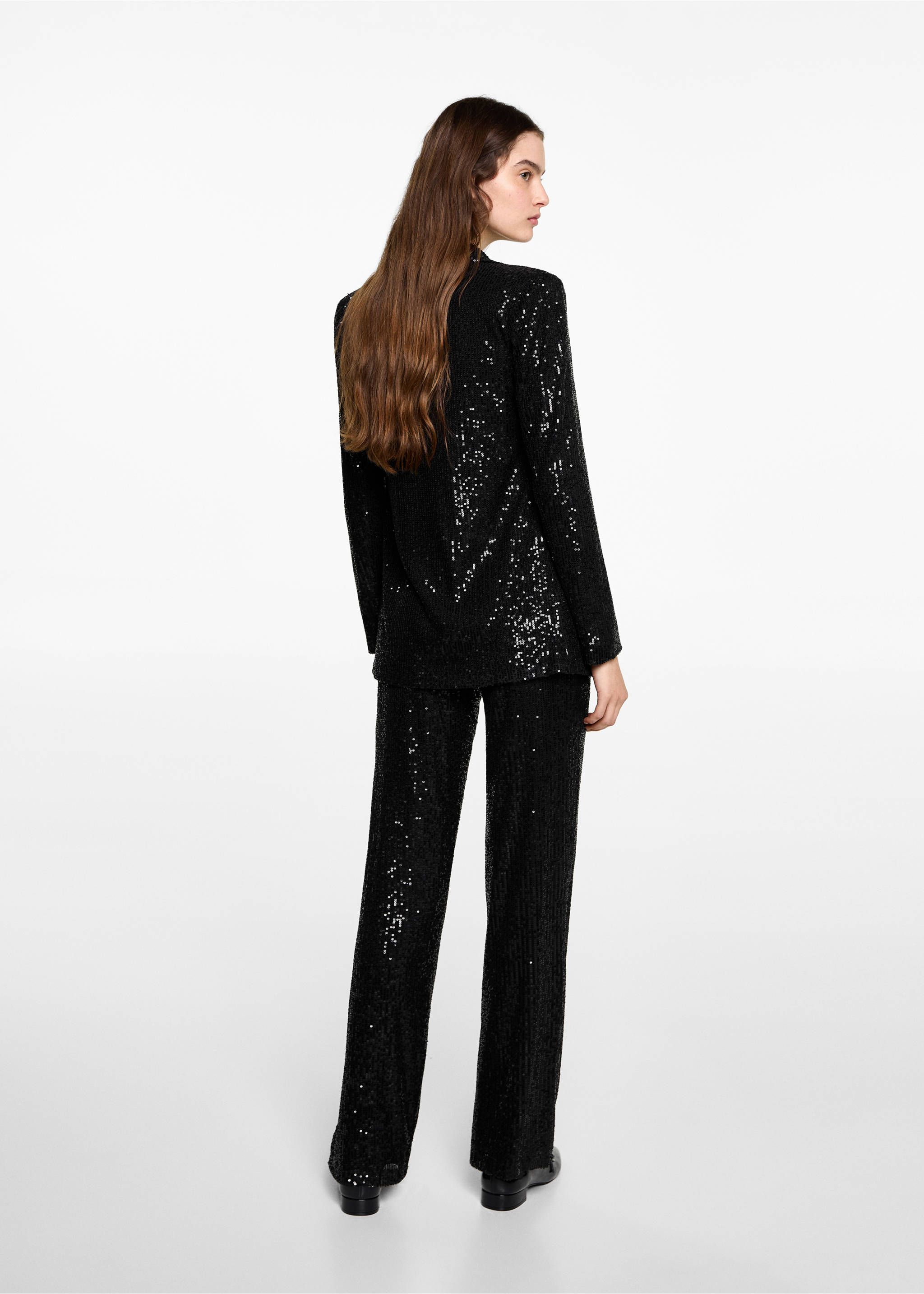 Sequined suit jacket - Reverse of the article, Black. Ref: 77039068-00.