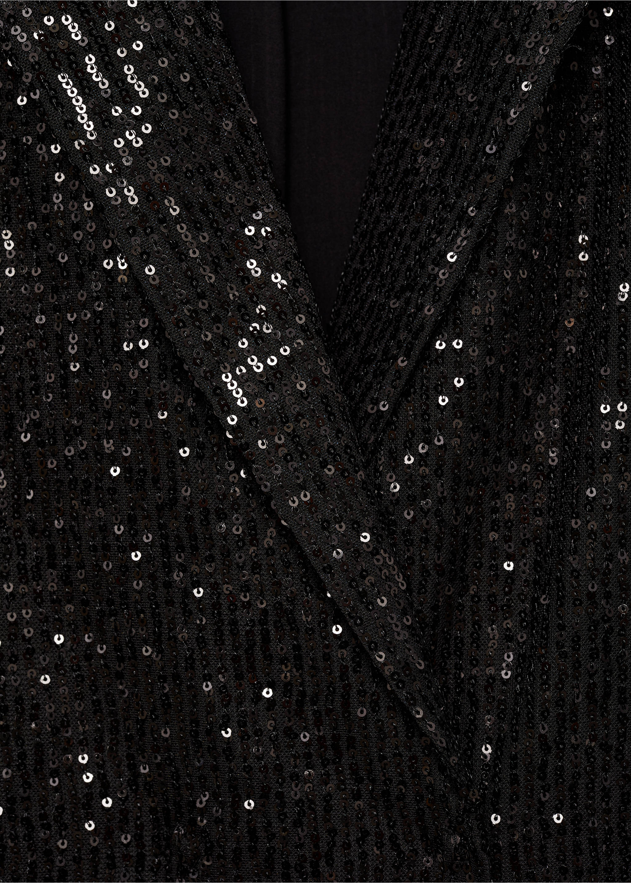 Sequined suit jacket - Details of the article 8, Black. Ref: 77039068-00.
