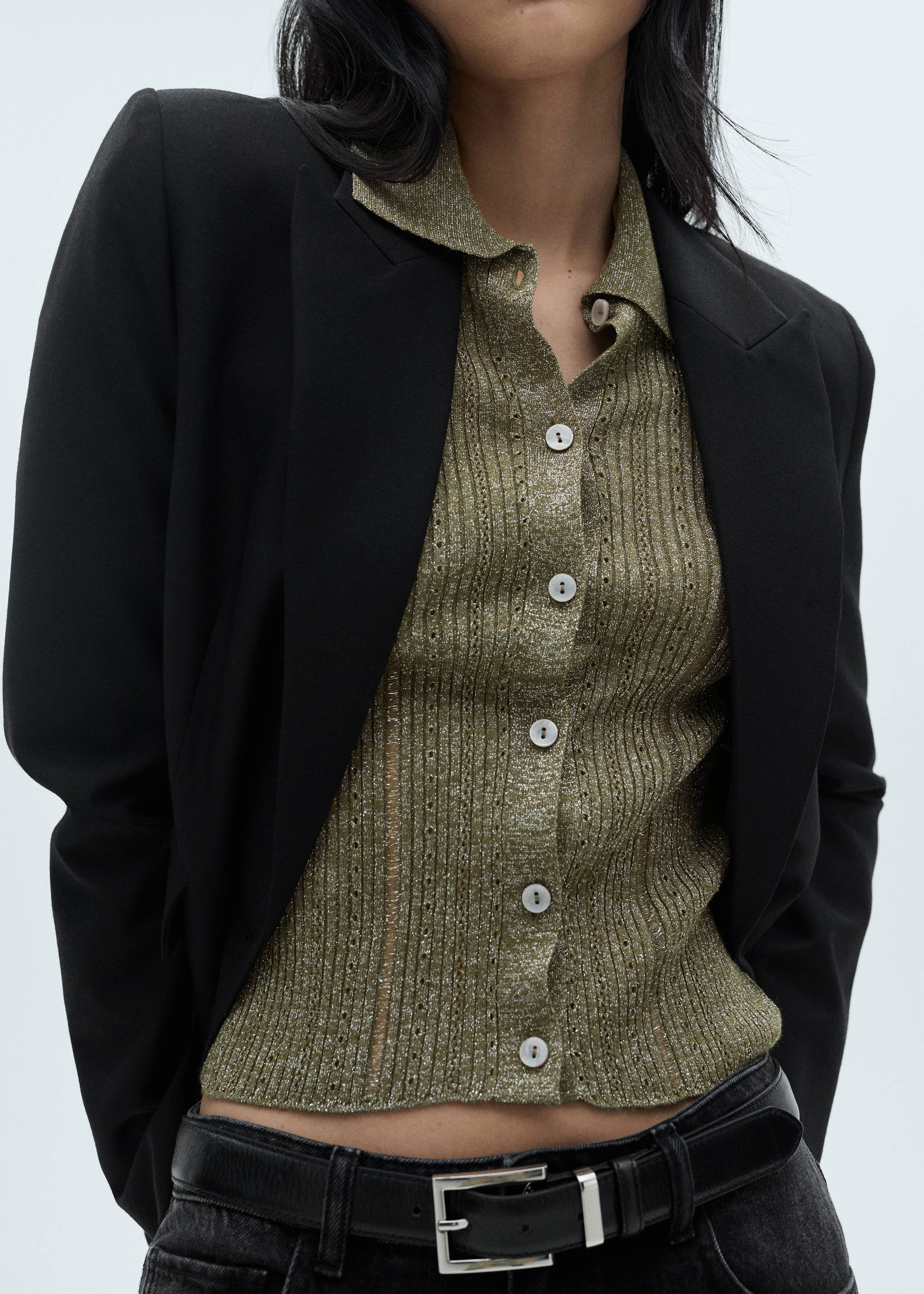 Lurex cardigan with openwork details - Details of the article 6