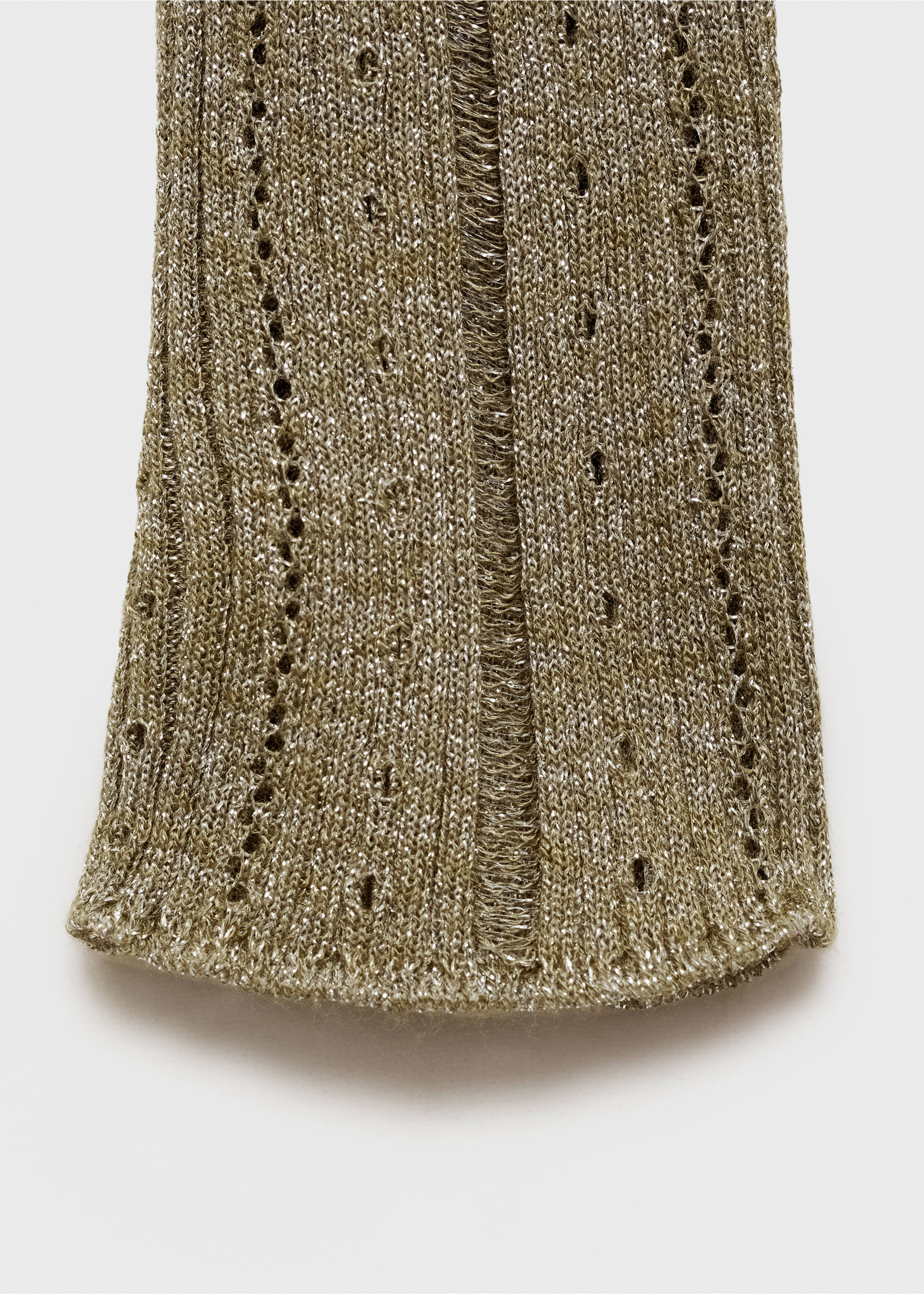 Lurex cardigan with openwork details - Details of the article 0, Green. Ref: 77039070-00.