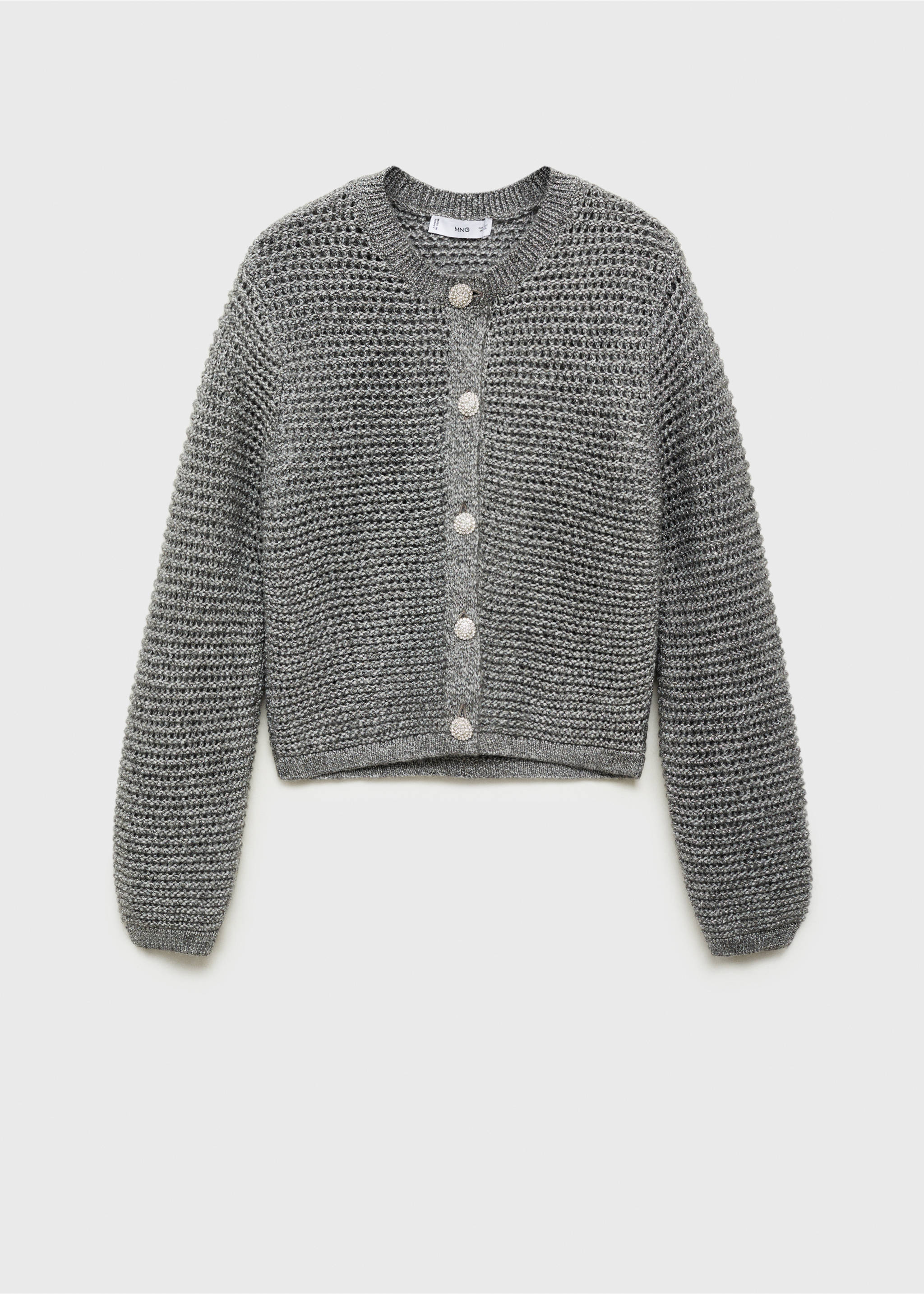 Lurex knitted jacket with buttons - Article without model, Silver. Ref: 77039071-00.