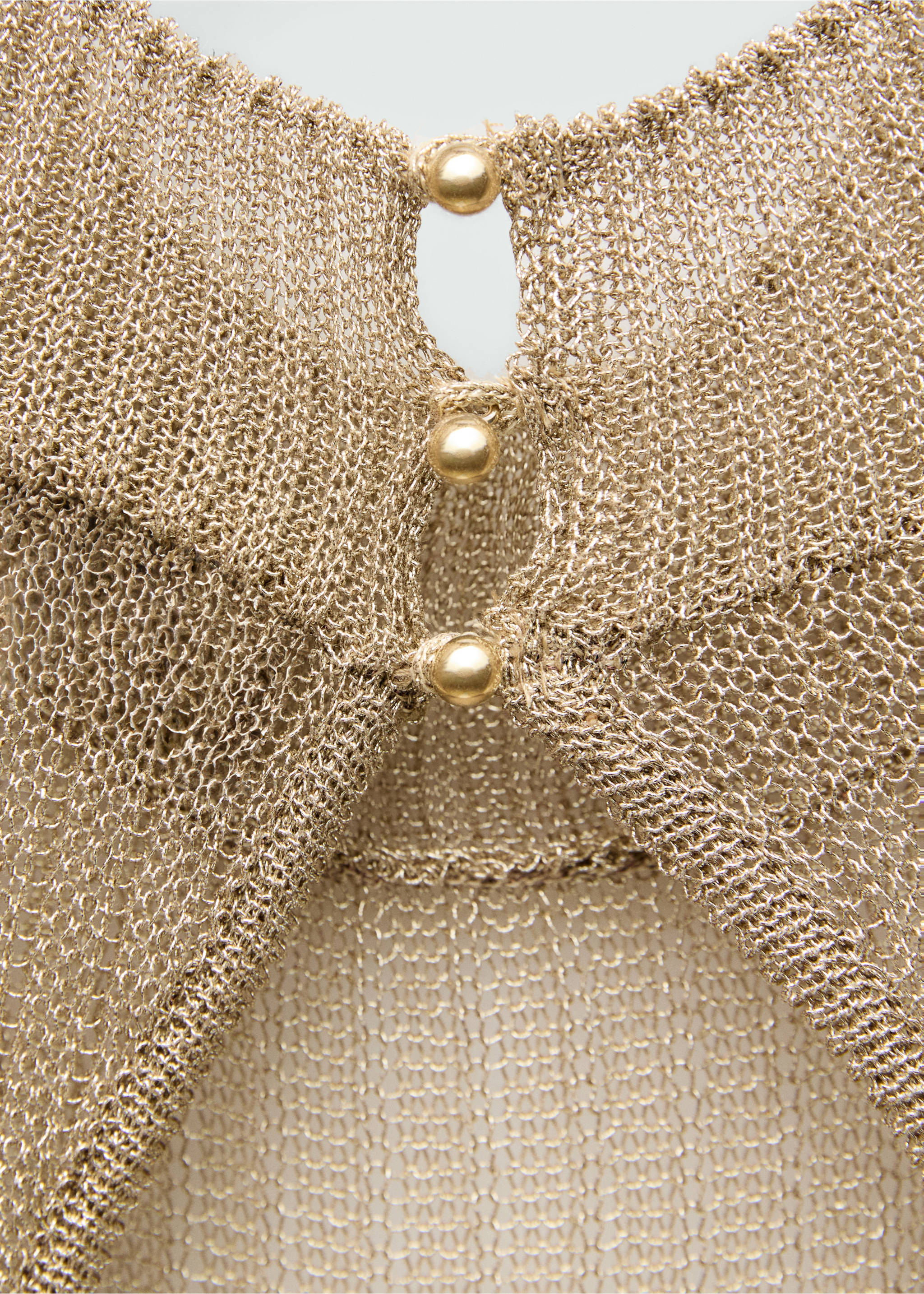 Lurex ribbed dress with open back - Details of the article 8, Gold. Ref: 77039072-00.