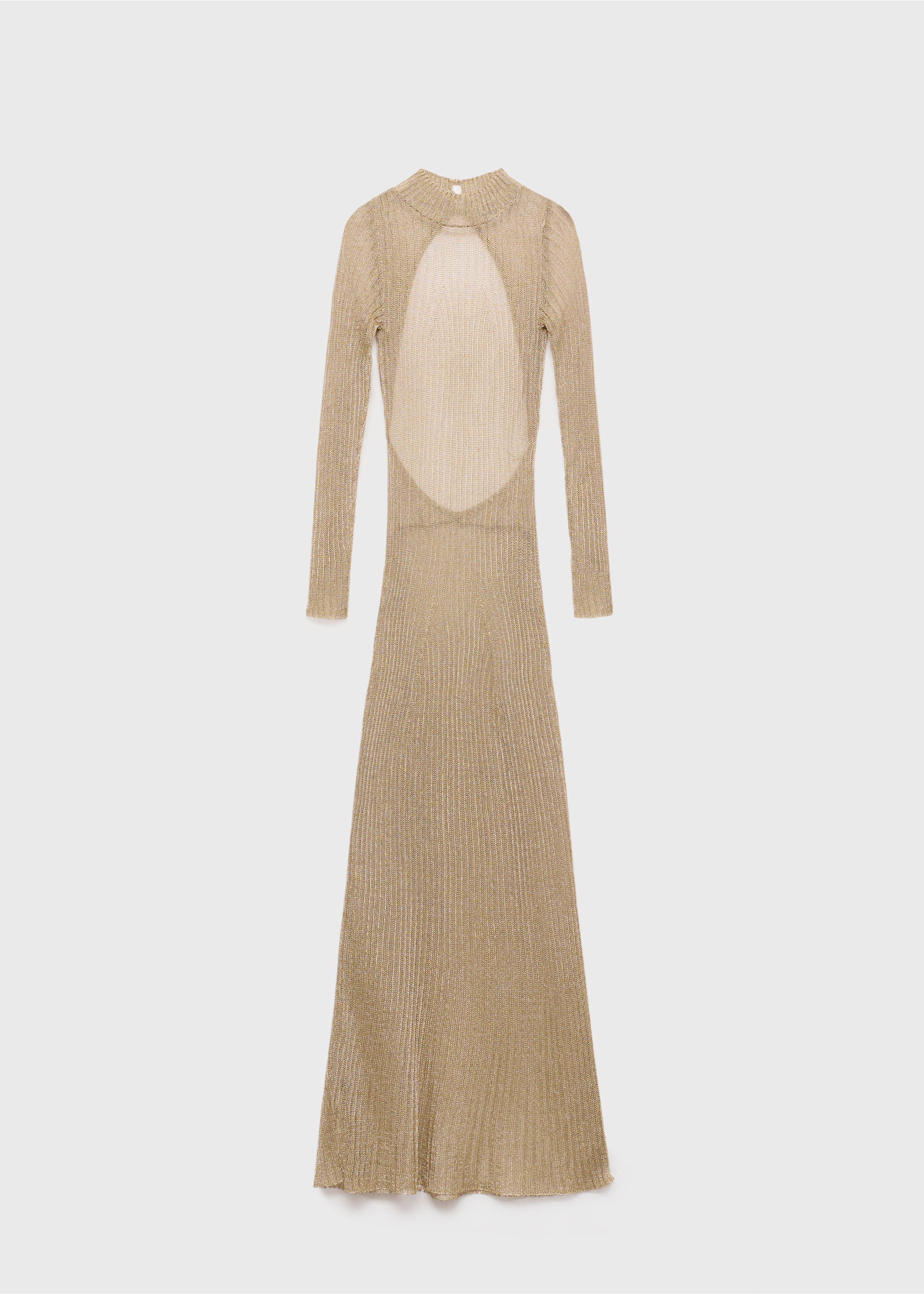 Lurex ribbed dress with open back - Article without model, Gold. Ref: 77039072-00.
