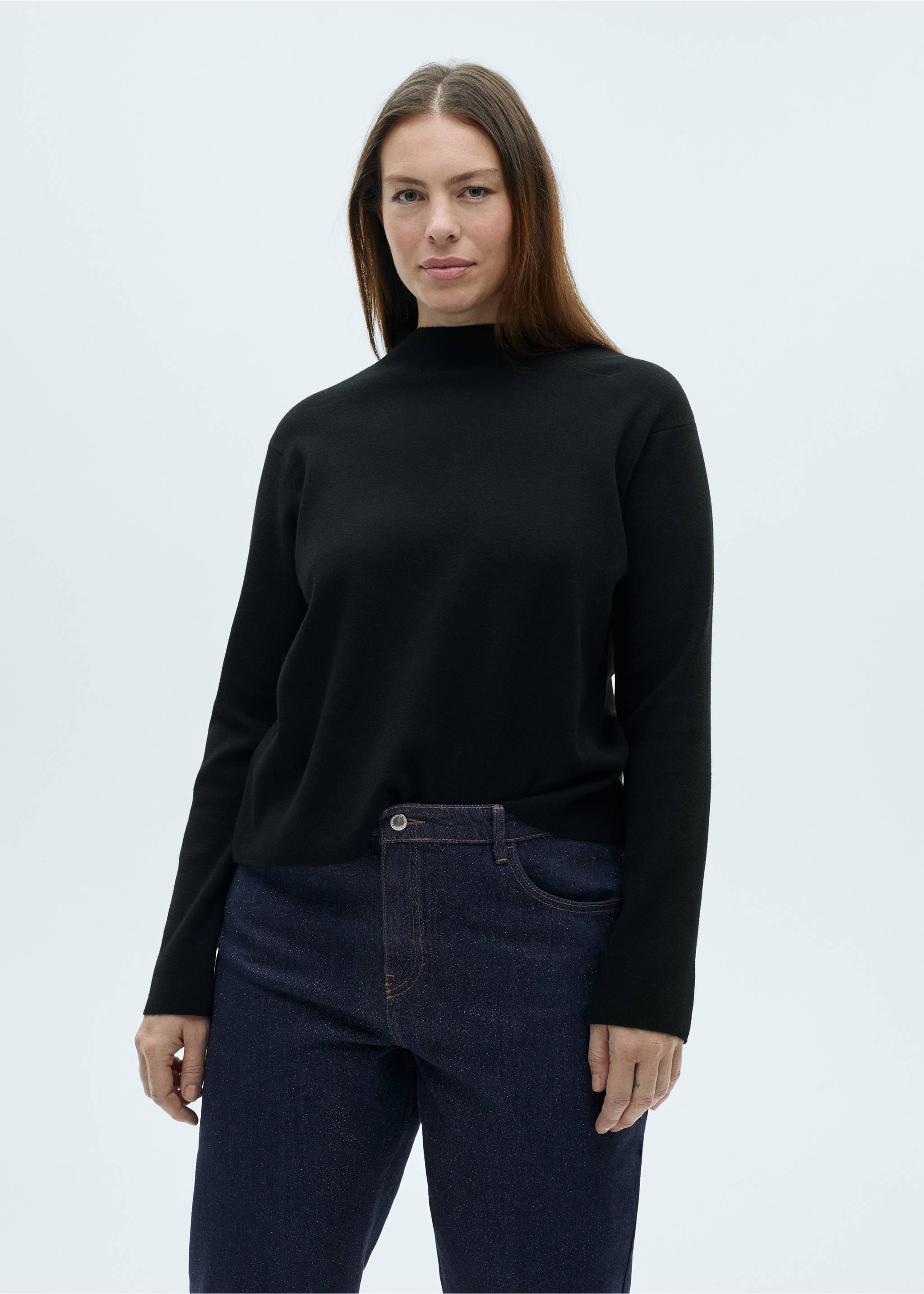 Straight-fit shiny rinse-wash jeans - Details of the article 5, Open Blue. Ref: 77039075-00.