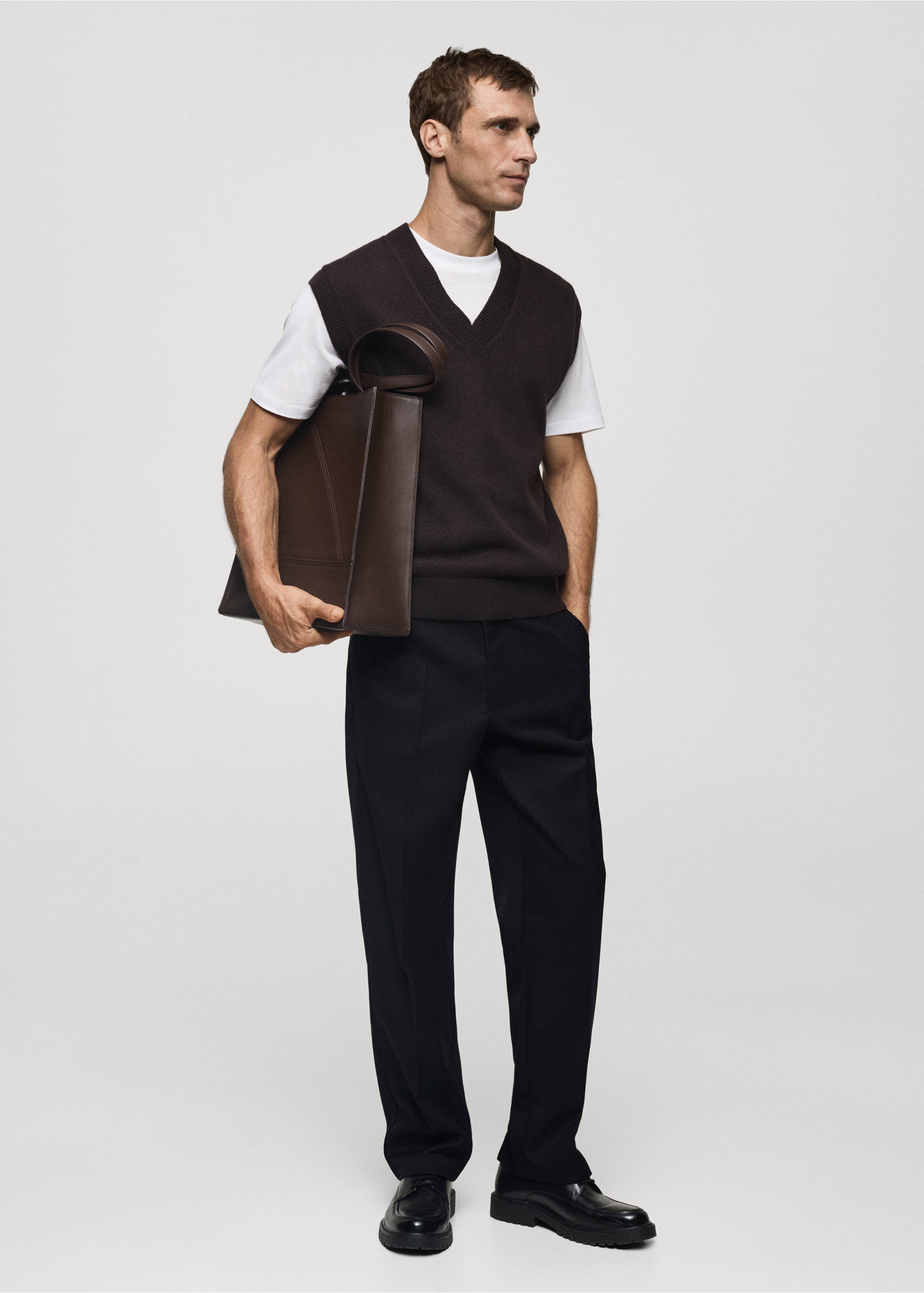Regular-fit wool trousers - General plane, Dark Navy. Ref: 77039228-00.
