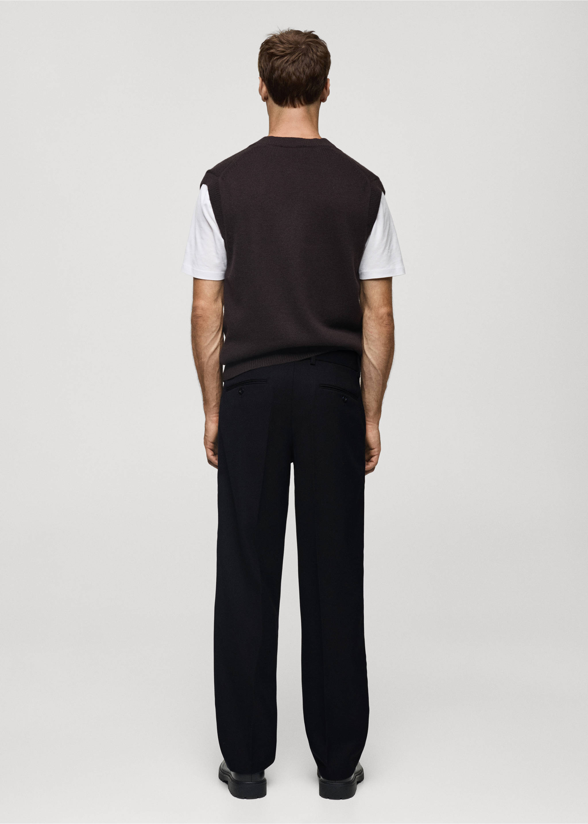Regular-fit wool trousers - Reverse of the article, Dark Navy. Ref: 77039228-00.