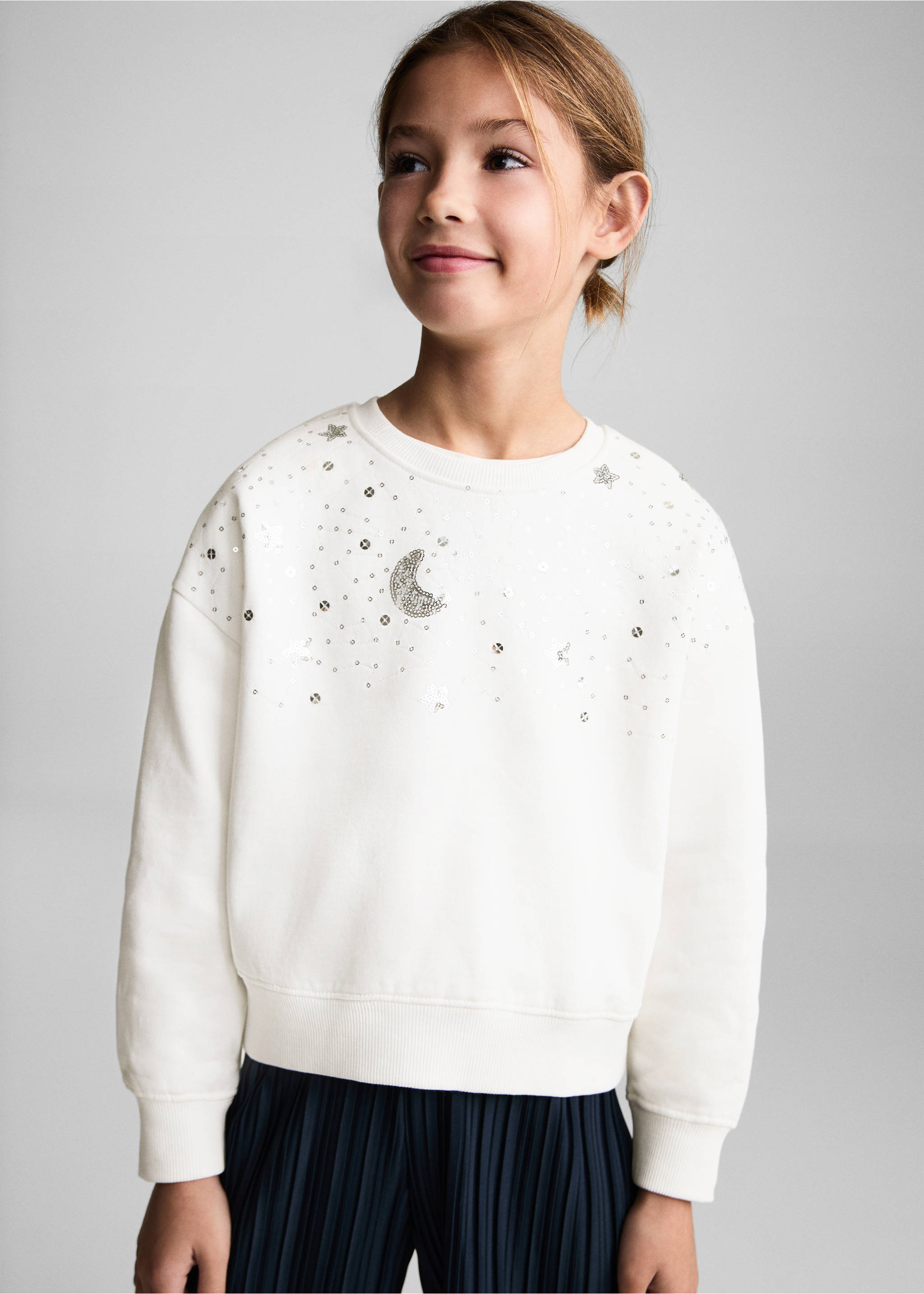 Sequin sweatshirt - Medium plane, Off White. Ref: 77039237-00.