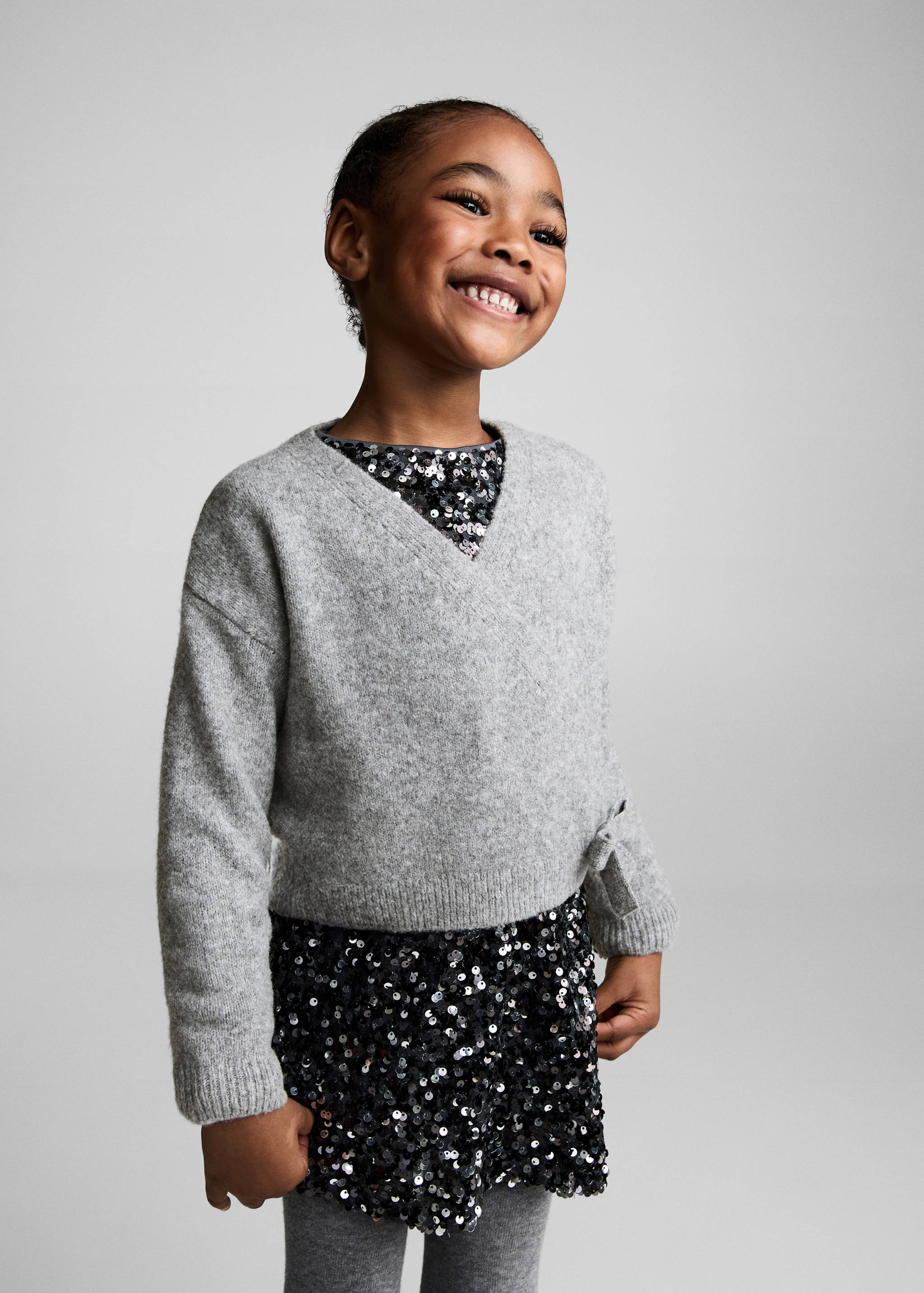 Knitted cardigan with bow - Medium plane