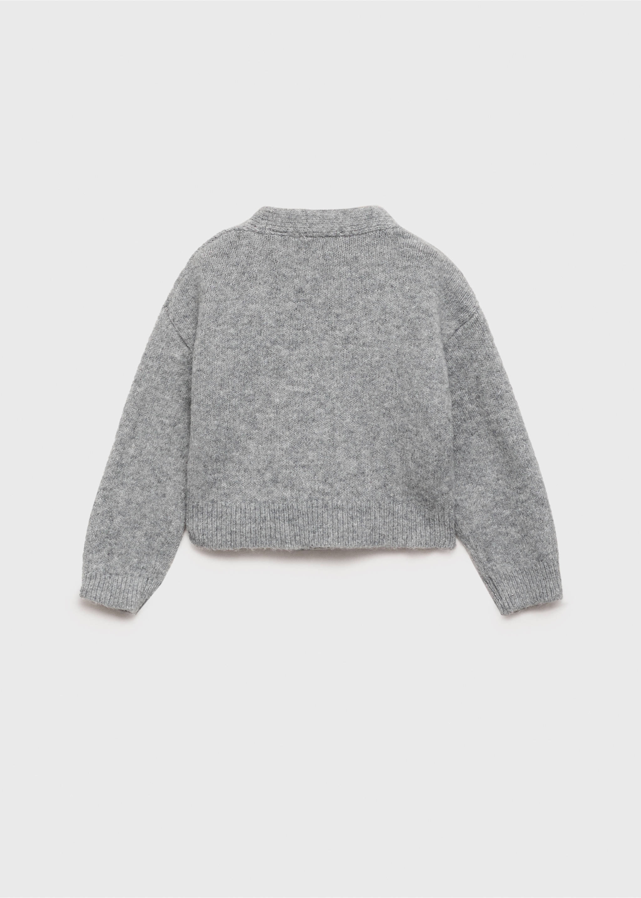 Knitted cardigan with bow - Reverse of the article, Medium Heather Grey. Ref: 77039238-00.