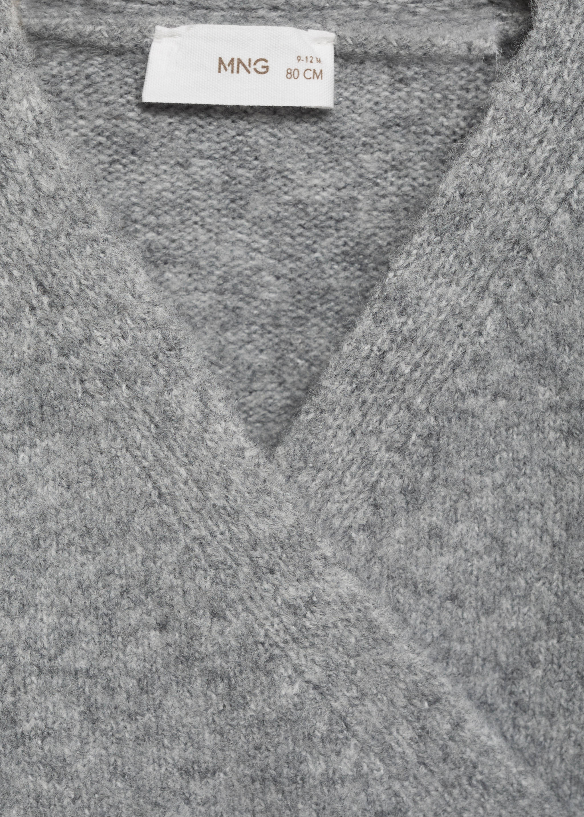 Knitted cardigan with bow - Details of the article 8, Medium Heather Grey. Ref: 77039238-00.