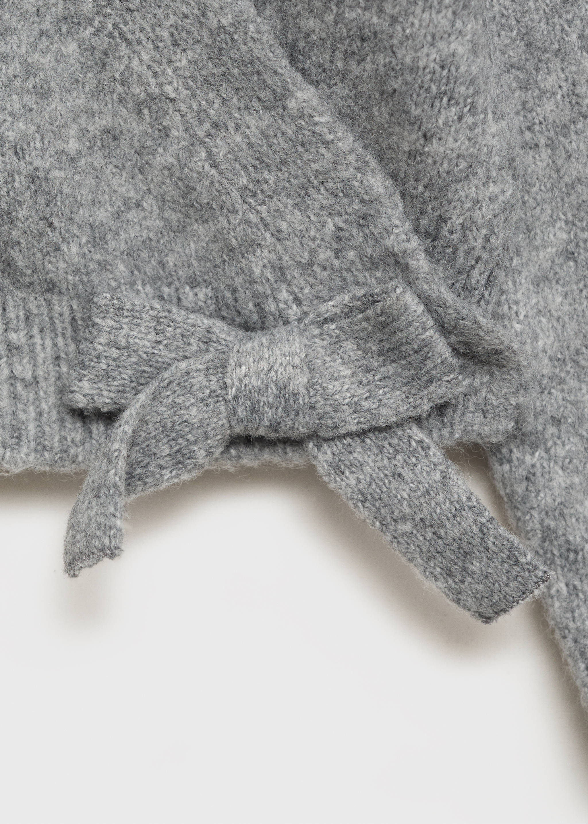 Knitted cardigan with bow - Details of the article 0, Medium Heather Grey. Ref: 77039238-00.