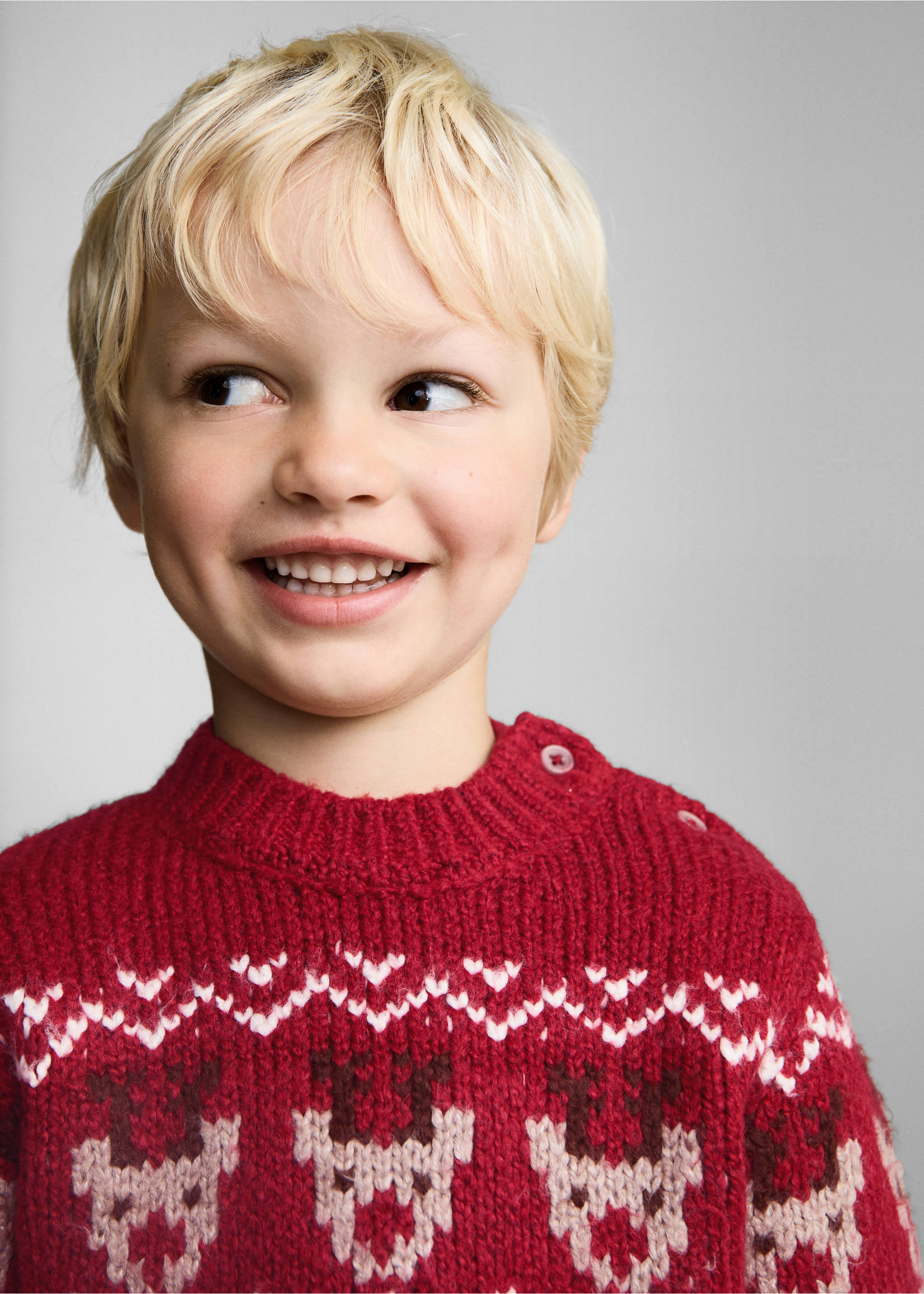 Pull-over Noël jacquard - Détail de l'article 1, Rouge. Ref: 77039240-00.