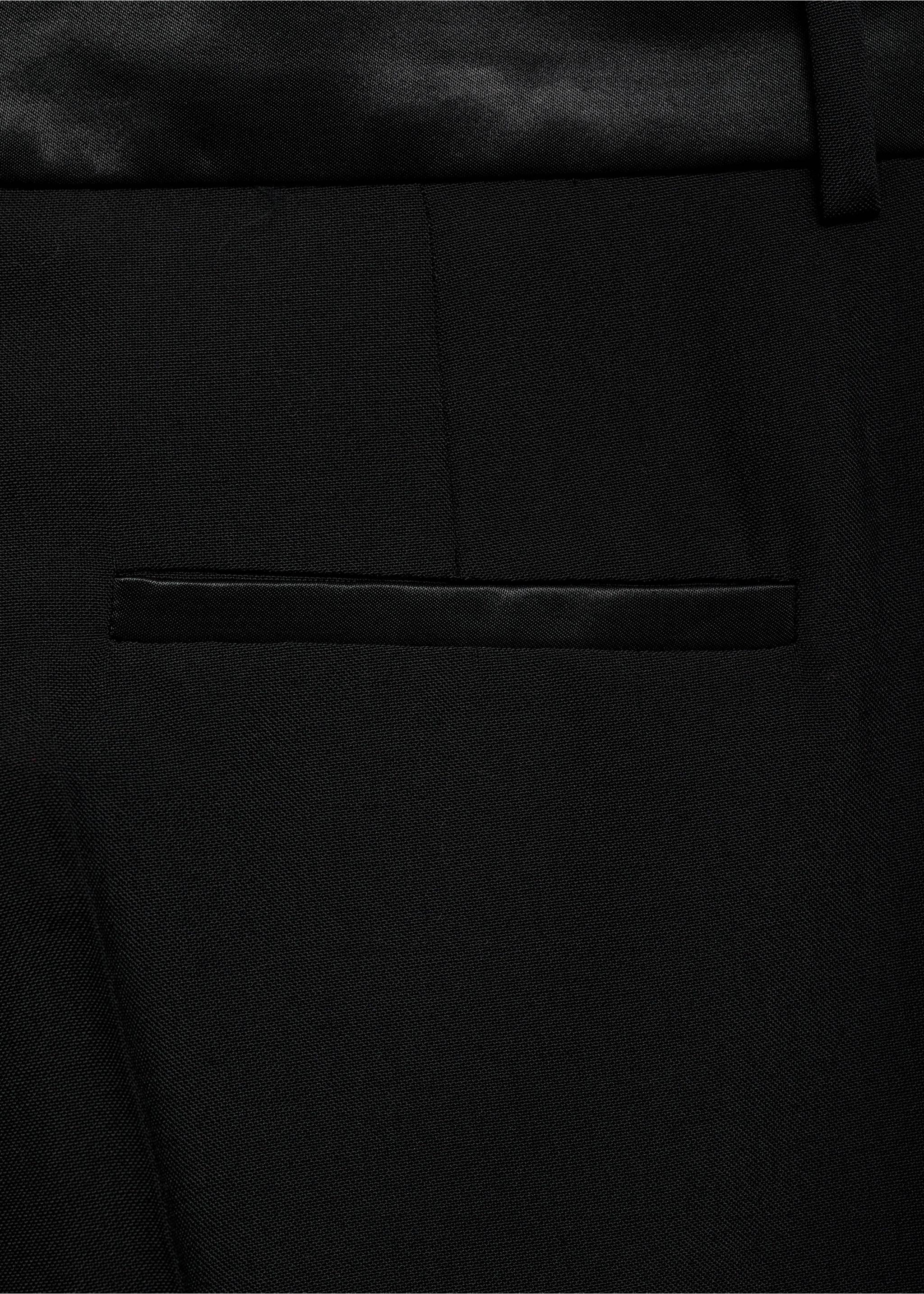 Suit trousers with satin details - Details of the article 0, Black. Ref: 77039246-00.