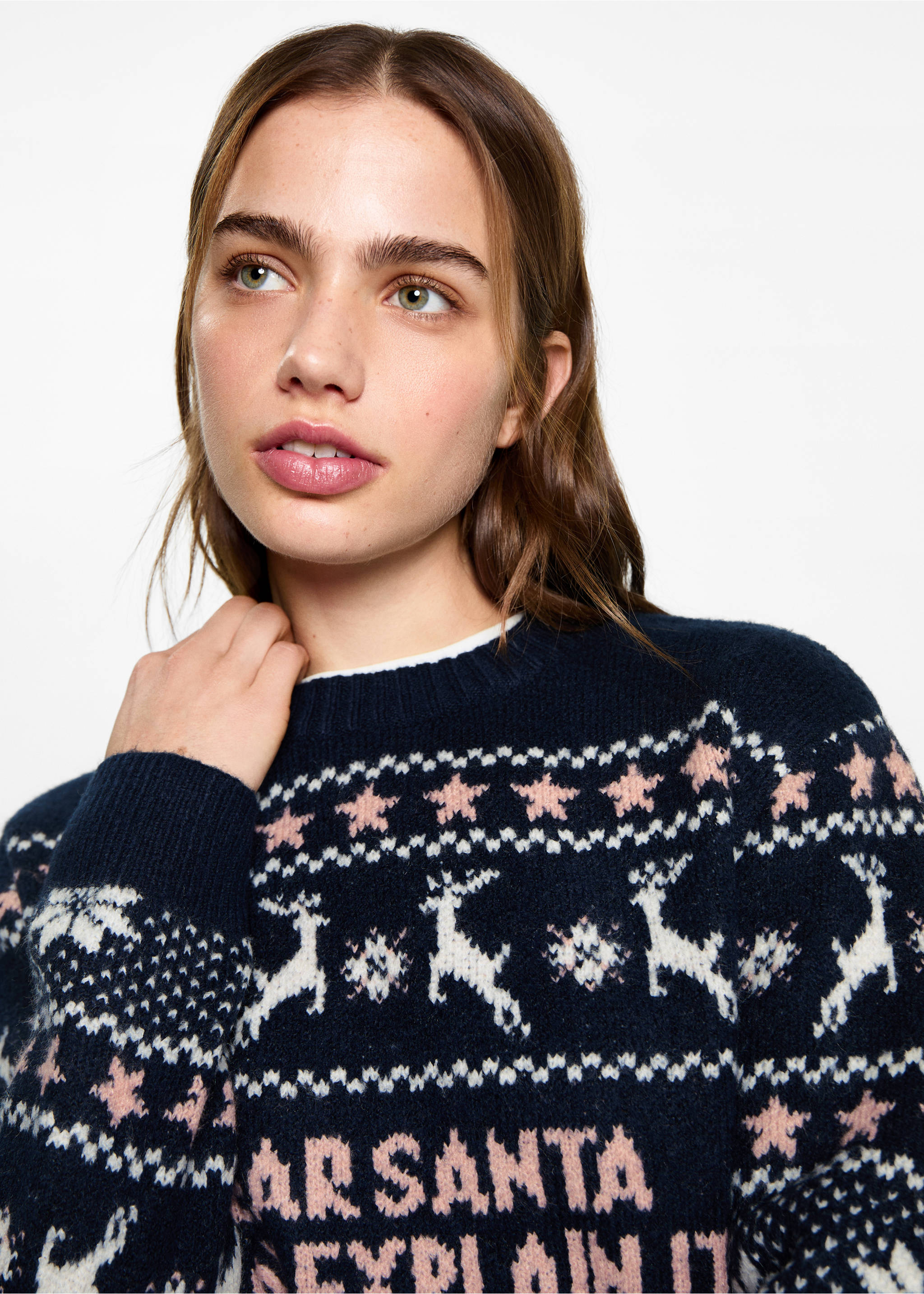 Christmas jacquard sweater - Details of the article 1, Dark Navy. Ref: 77039805-00.
