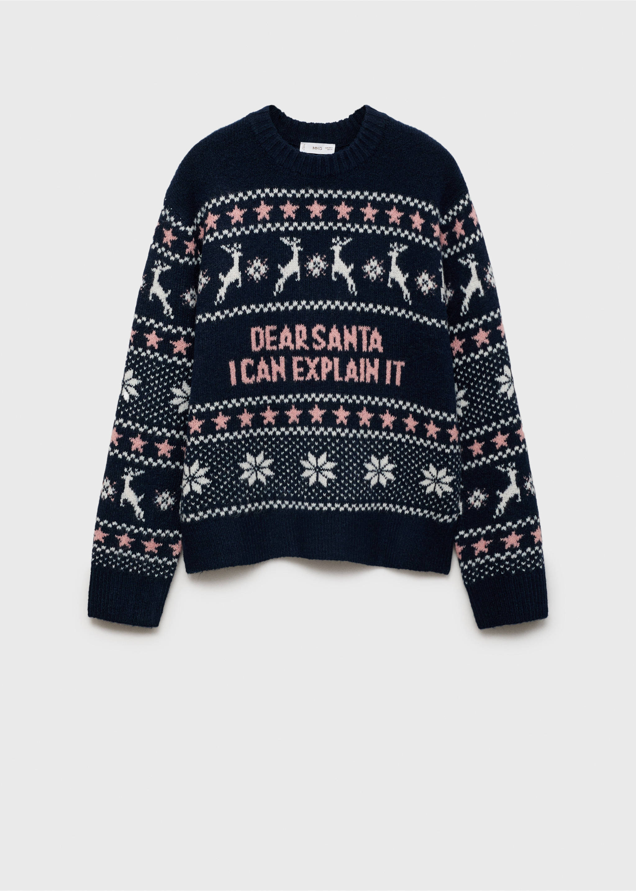 Christmas jacquard sweater - Article without model, Dark Navy. Ref: 77039805-00.