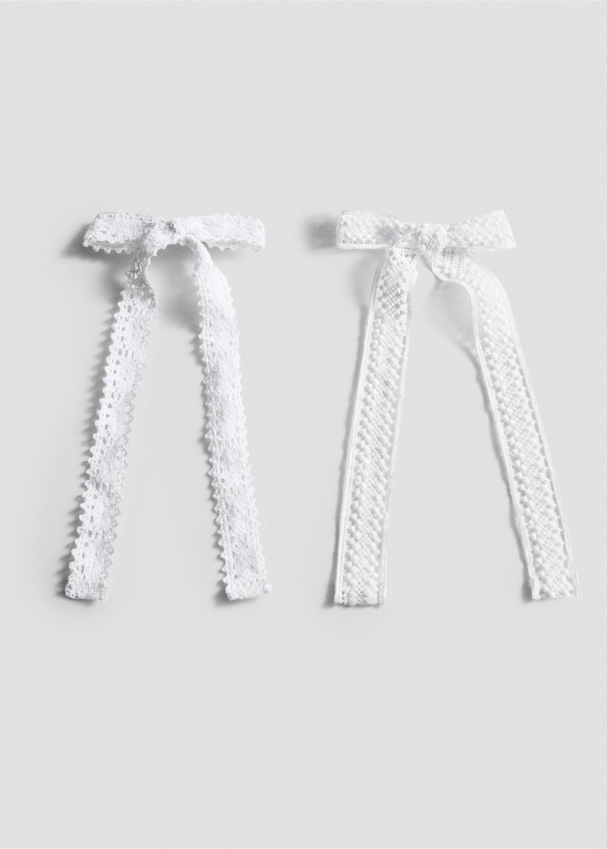 Pack of 2 crochet bow pins - Article without model, White. Ref: 77040251-00.