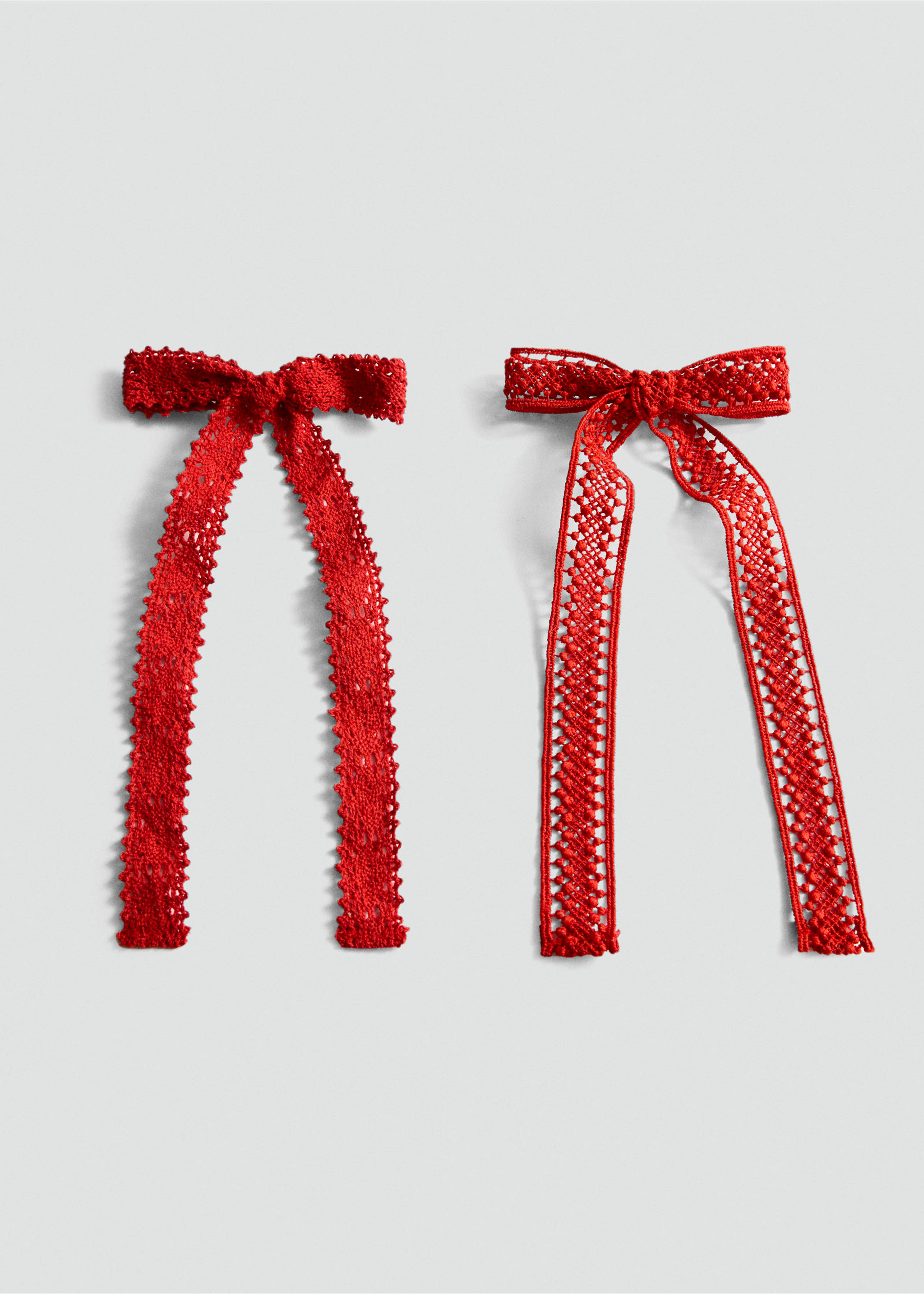 Pack of 2 crochet bow pins - Article without model, Red. Ref: 77040251-00.