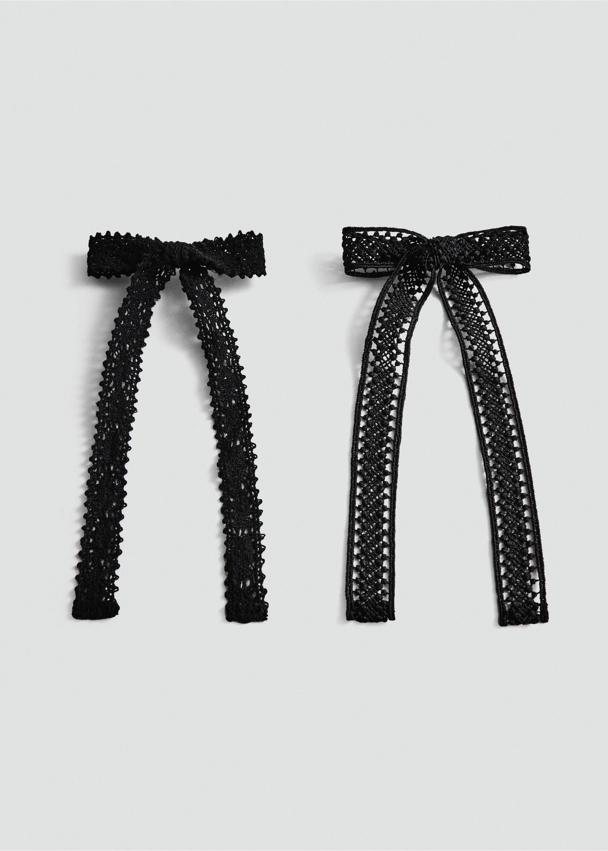 2er-Pack Schleifenspangen im Häkel-Style - Artikel ohne Model, Schwarz. Ref: 77040251-00.