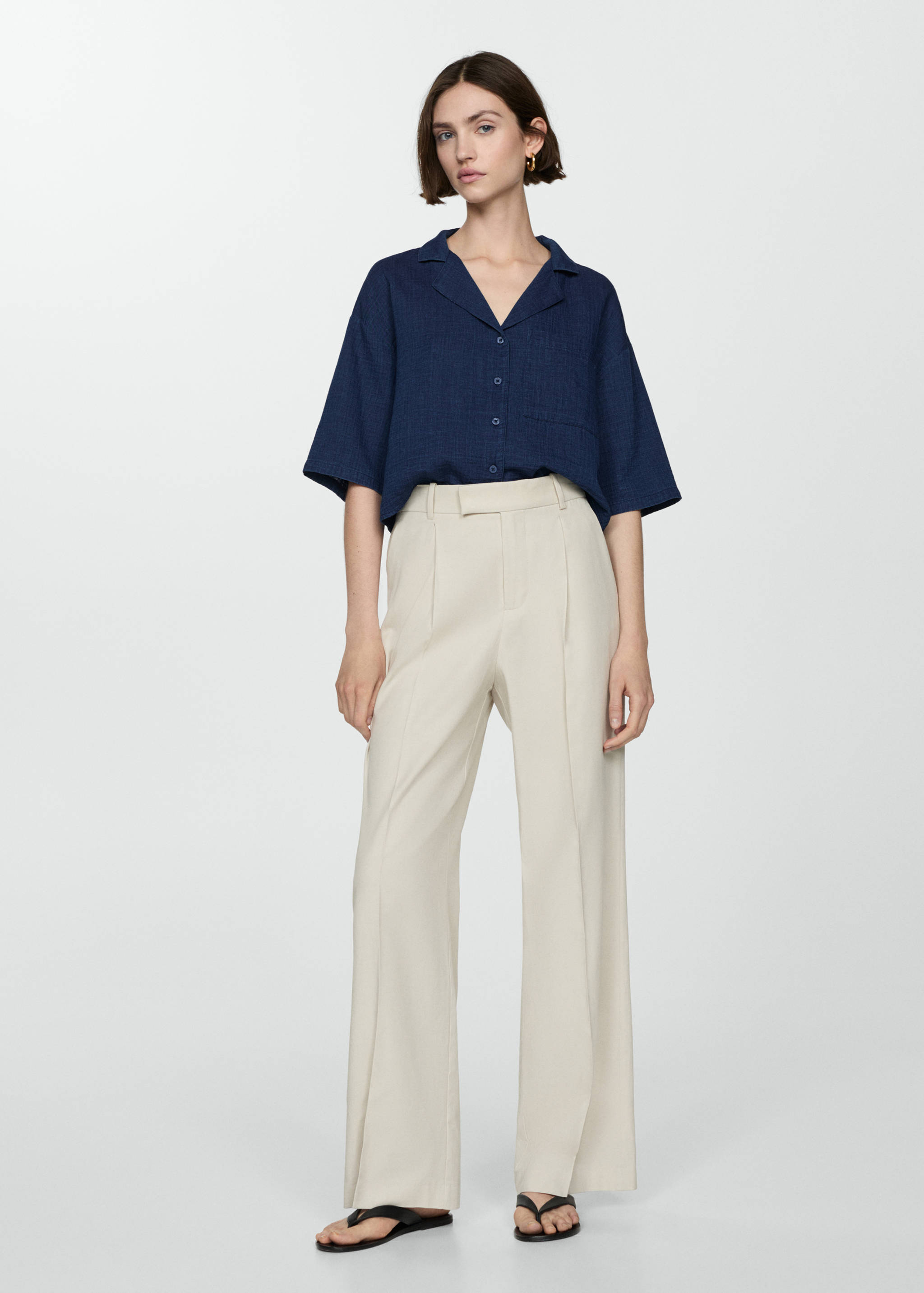 Katoenen blouse met korte mouwen - Overzichtstekening