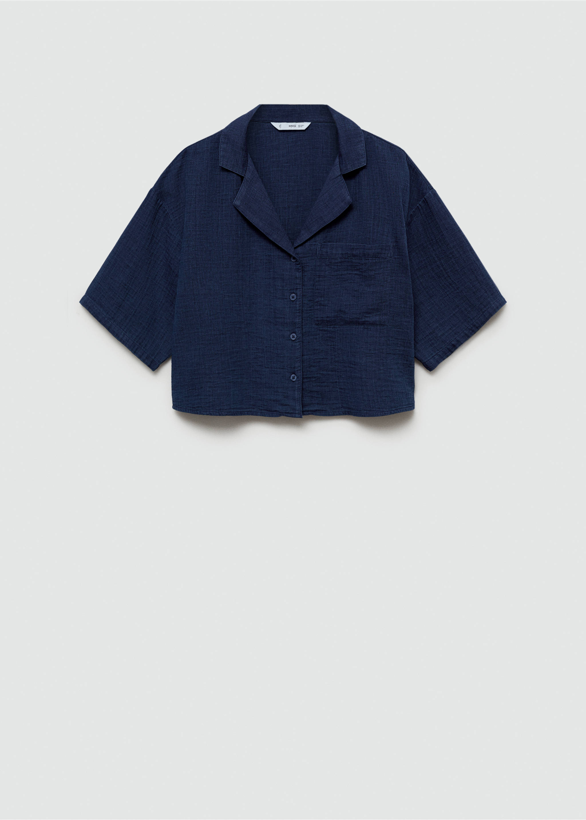 Short sleeved cotton shirt - Article without model, Night Blue. Ref: 77040254-00.