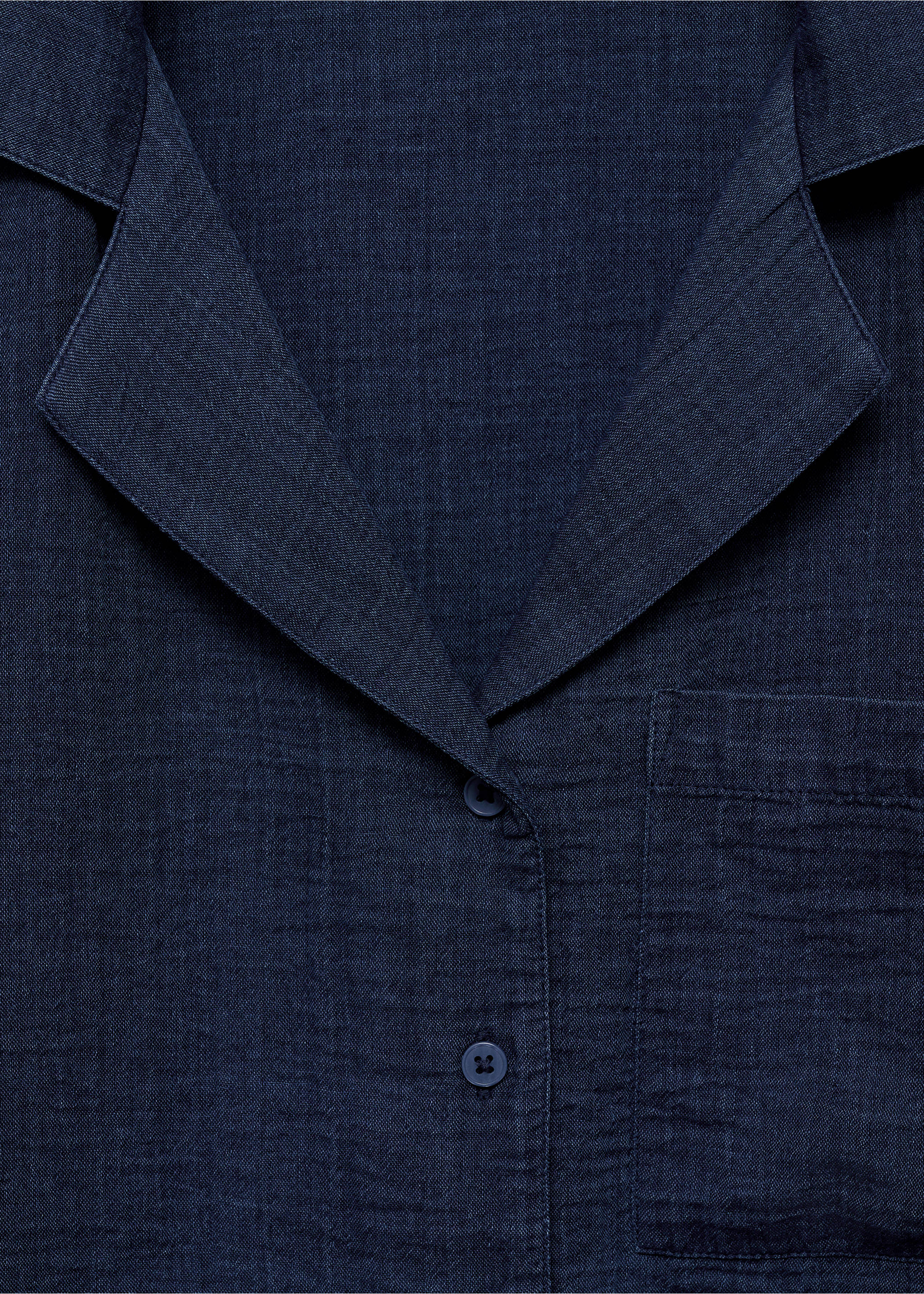 Short sleeved cotton shirt - Details of the article 8, Night Blue. Ref: 77040254-00.