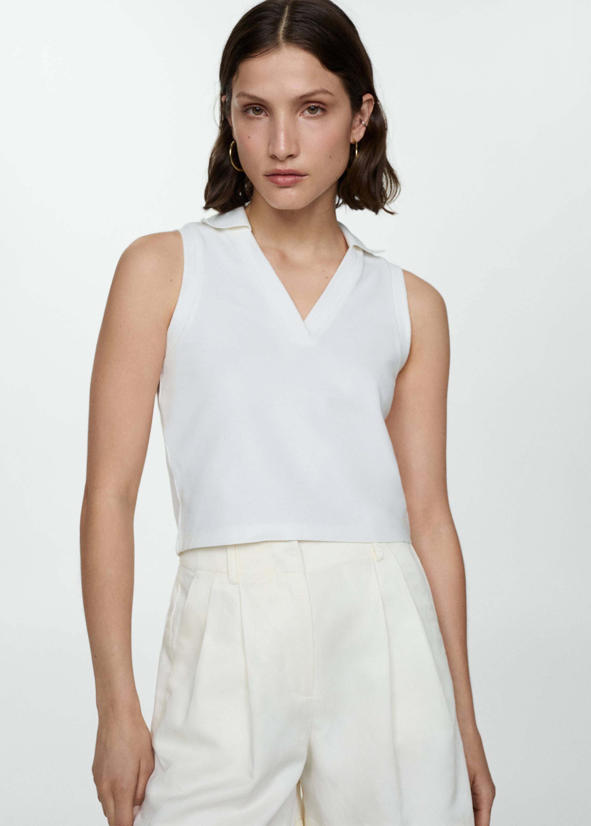 Cropped cotton polo shirt - Medium plane