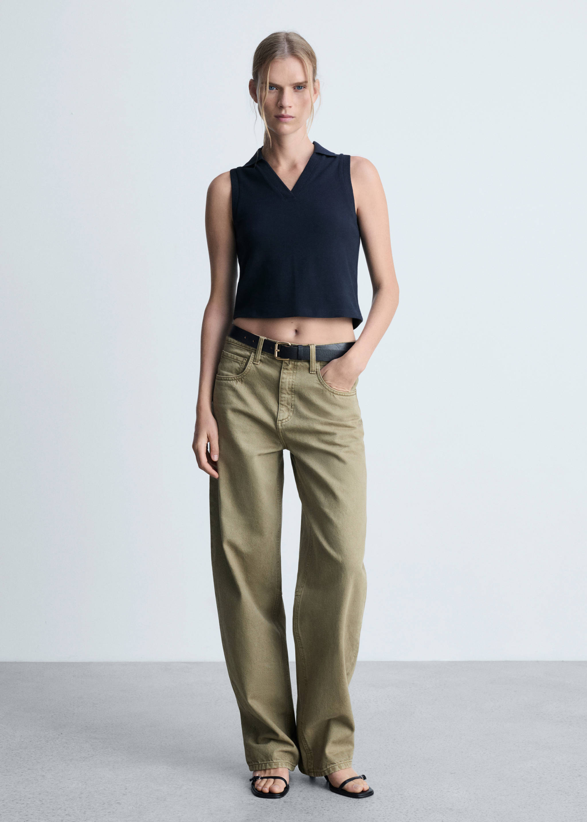 Polo crop coton - Plan général