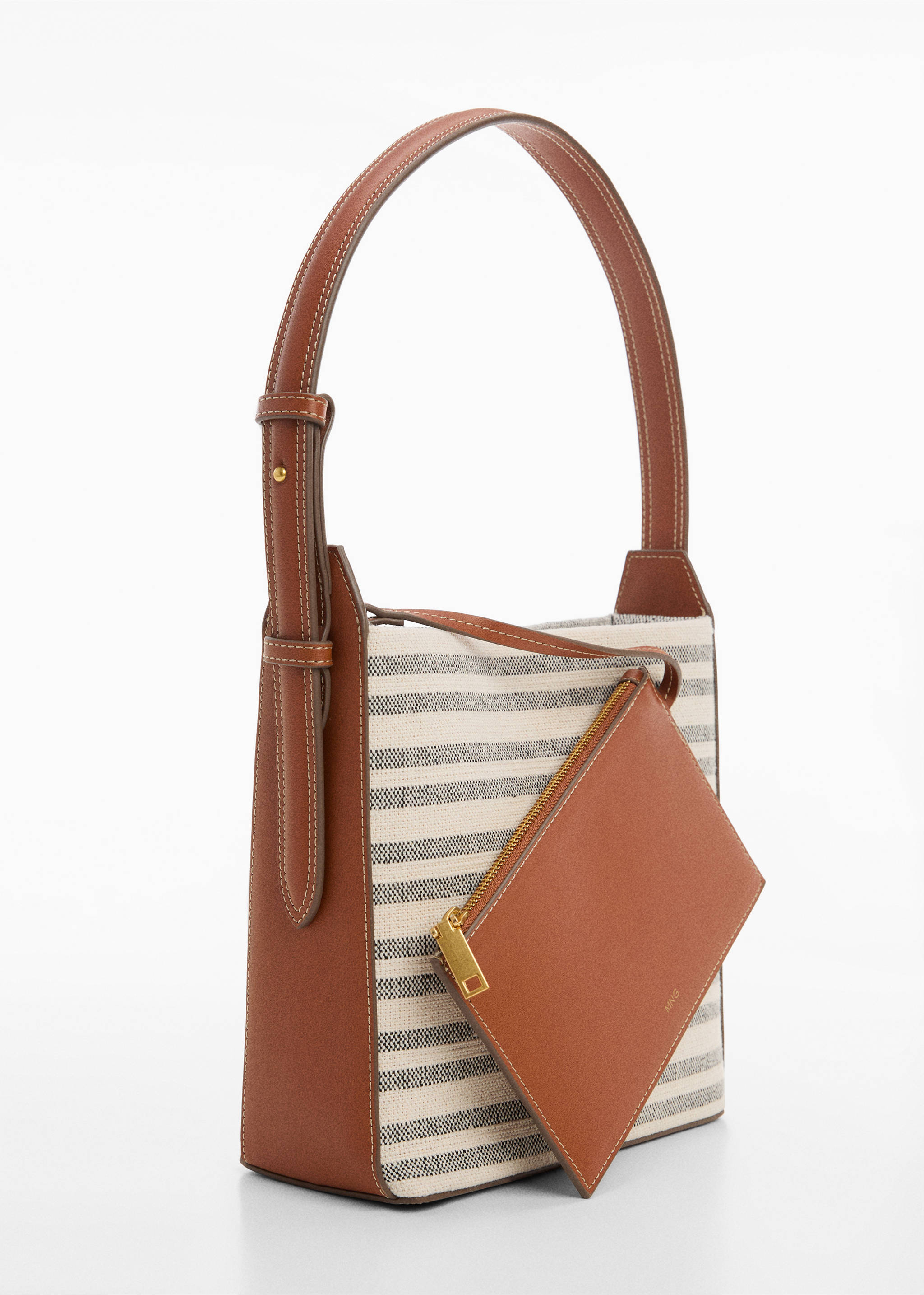 Gemusterte Shopper-Bag - Mittlere Ansicht, Mittelbraun. Ref: 77040262-00.