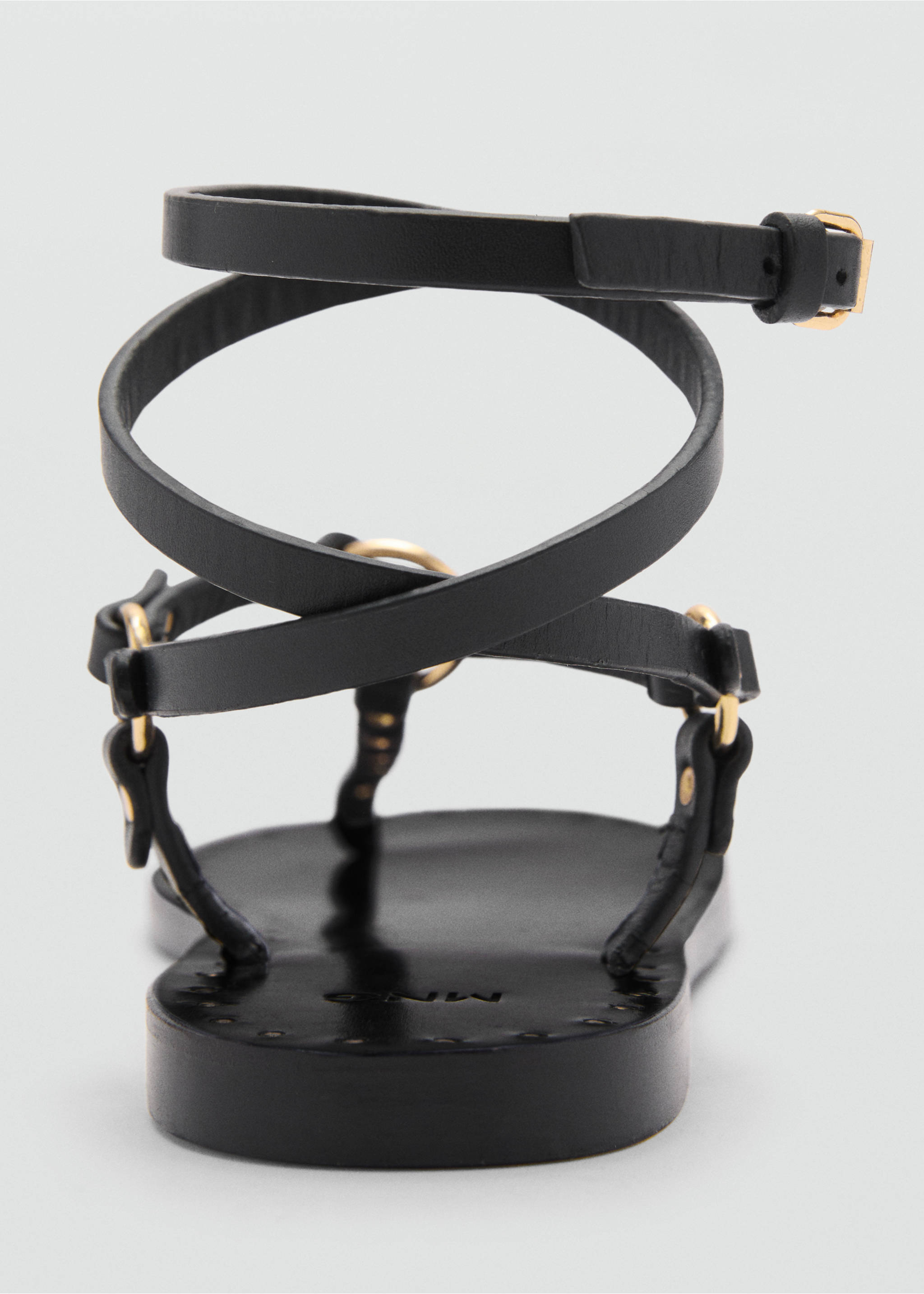 Leather straps sandals - Details of the article 1, Black. Ref: 77040264-00.