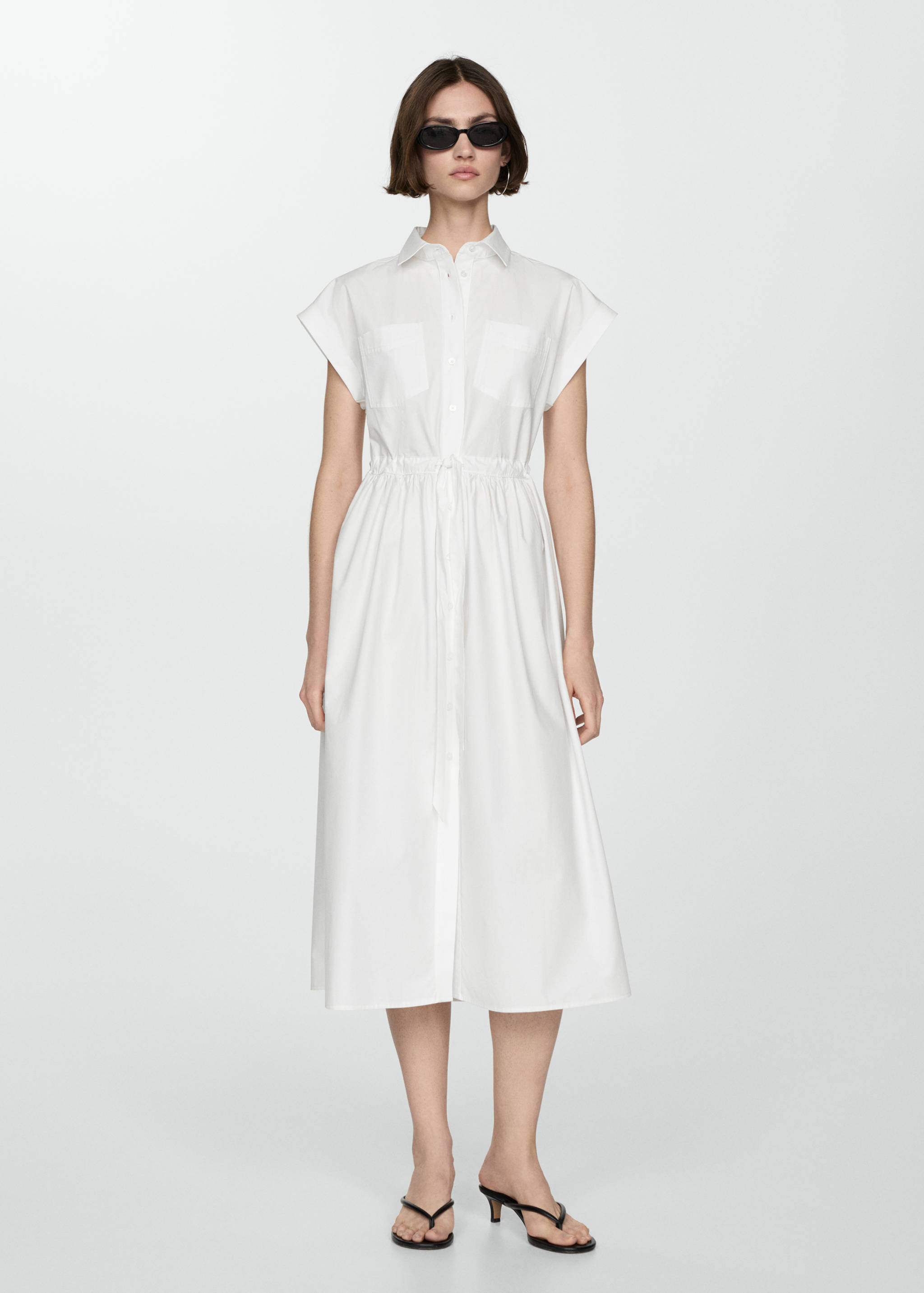 Shirt dress with gathered waist - General plane