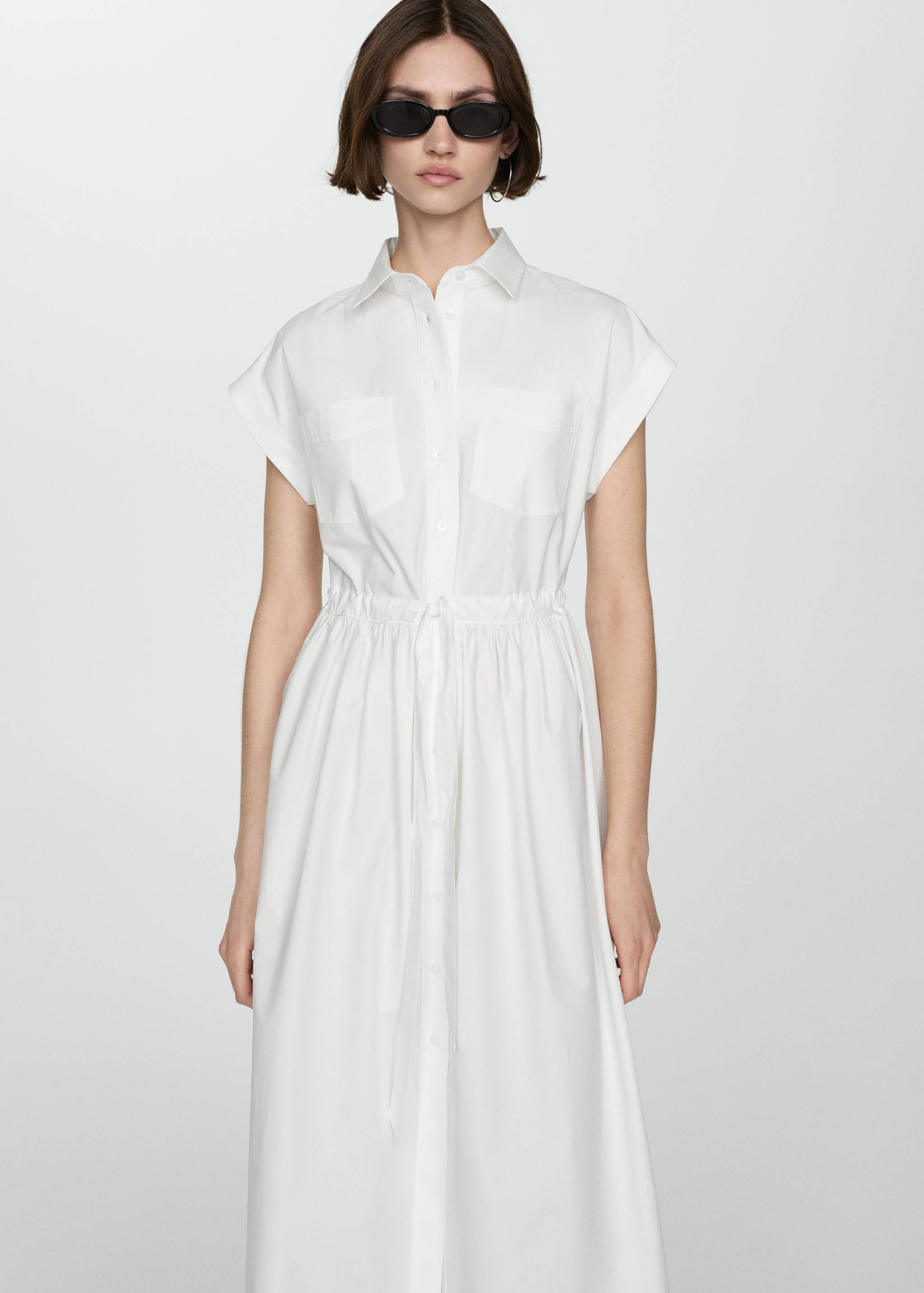 Shirt dress with gathered waist - Medium plane